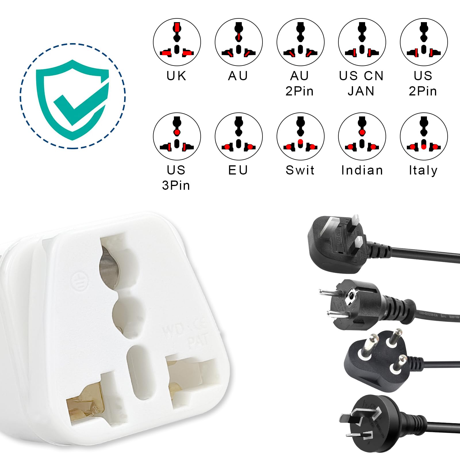 Universal Adapter, Europe To Us Plug Adapters, 2 Pack Uk To Us Plug Adaptor, India To Us Plug Adapterr, American Outlet Plugadap