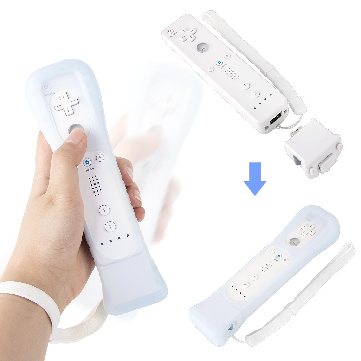 Dtiansir 2 Pack Motion Plus Adapter With Silicon Case Sensor W For Nintendo Wii Remote Controller,Motion Plus Adaptor Accelerato