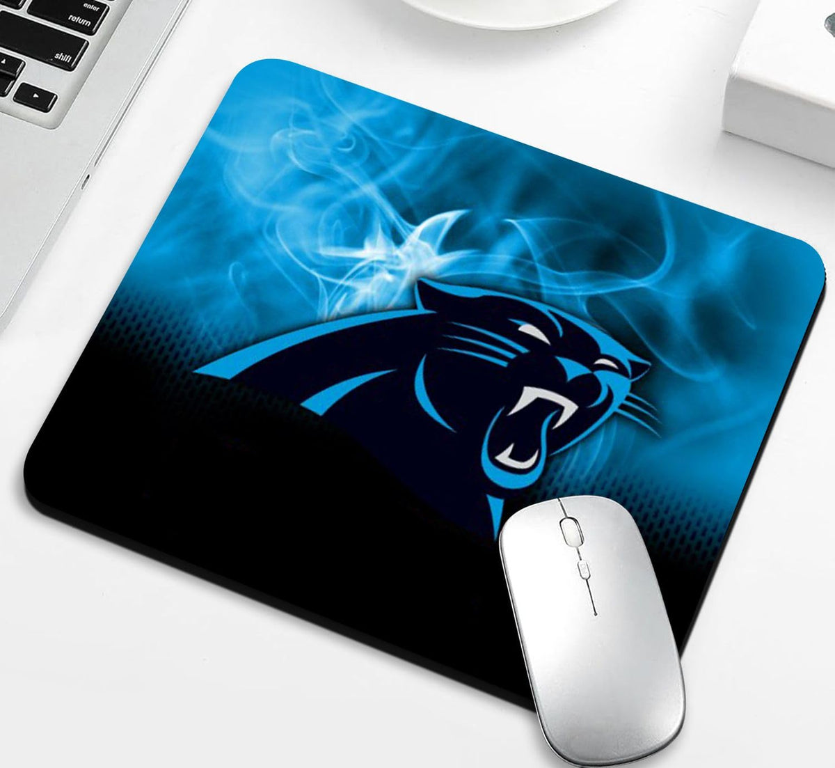 Zyjtek Gaming Mouse Pad For Football Sports Fans,Black Blue Design Non Slip Rubber Base Square Mousepad For Computers Laptop Des