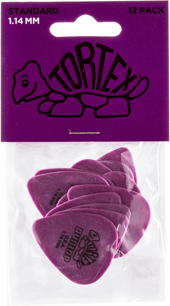 Dunlop Tortex Standard 1.14Mm Purple Guitar Pick, 12 Pack