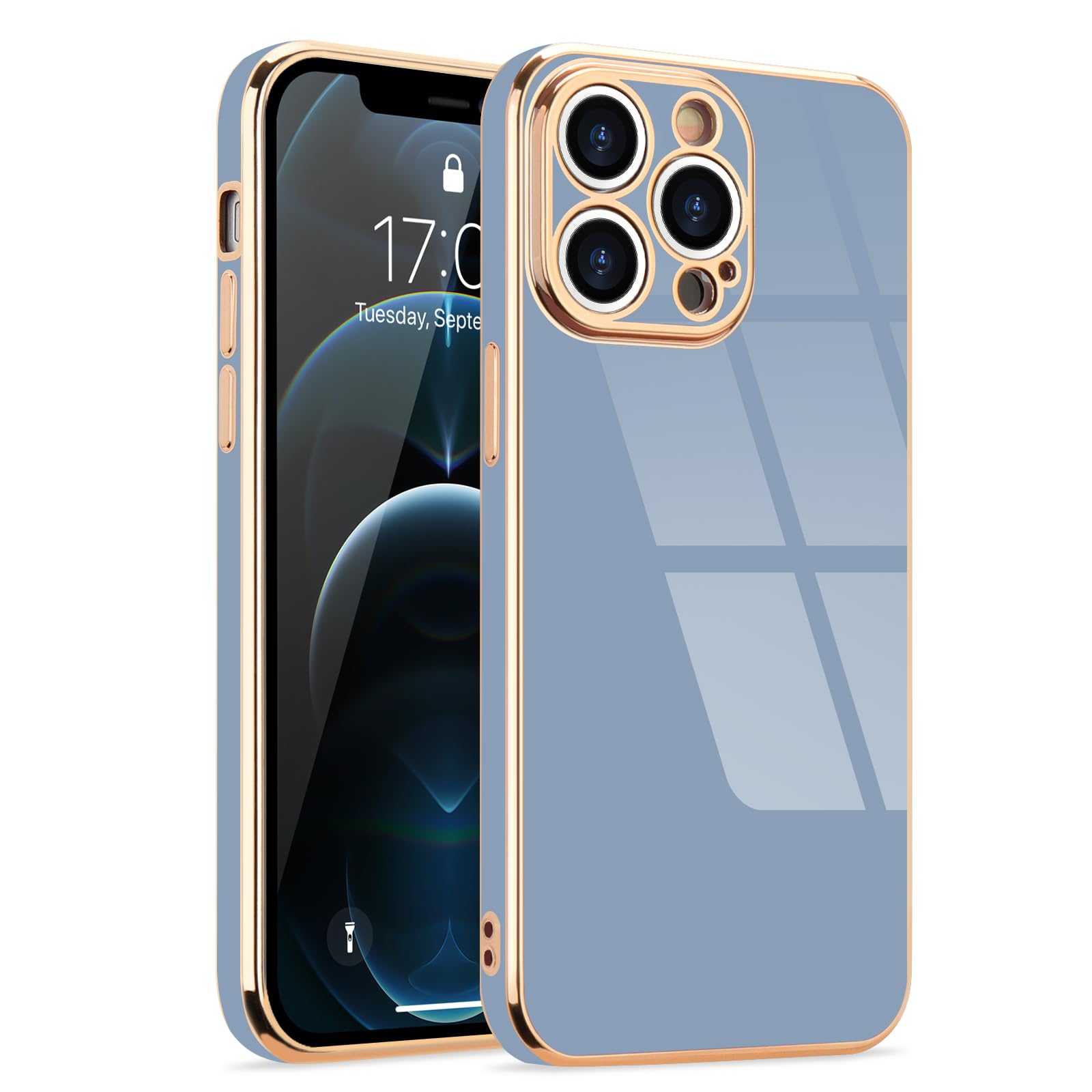 Lafunda Designed For Iphone 12 Pro Case, Cute Luxury Electroplated Case Women Girls Elegant Golden Edge Shockproof Tpu Bumper Co