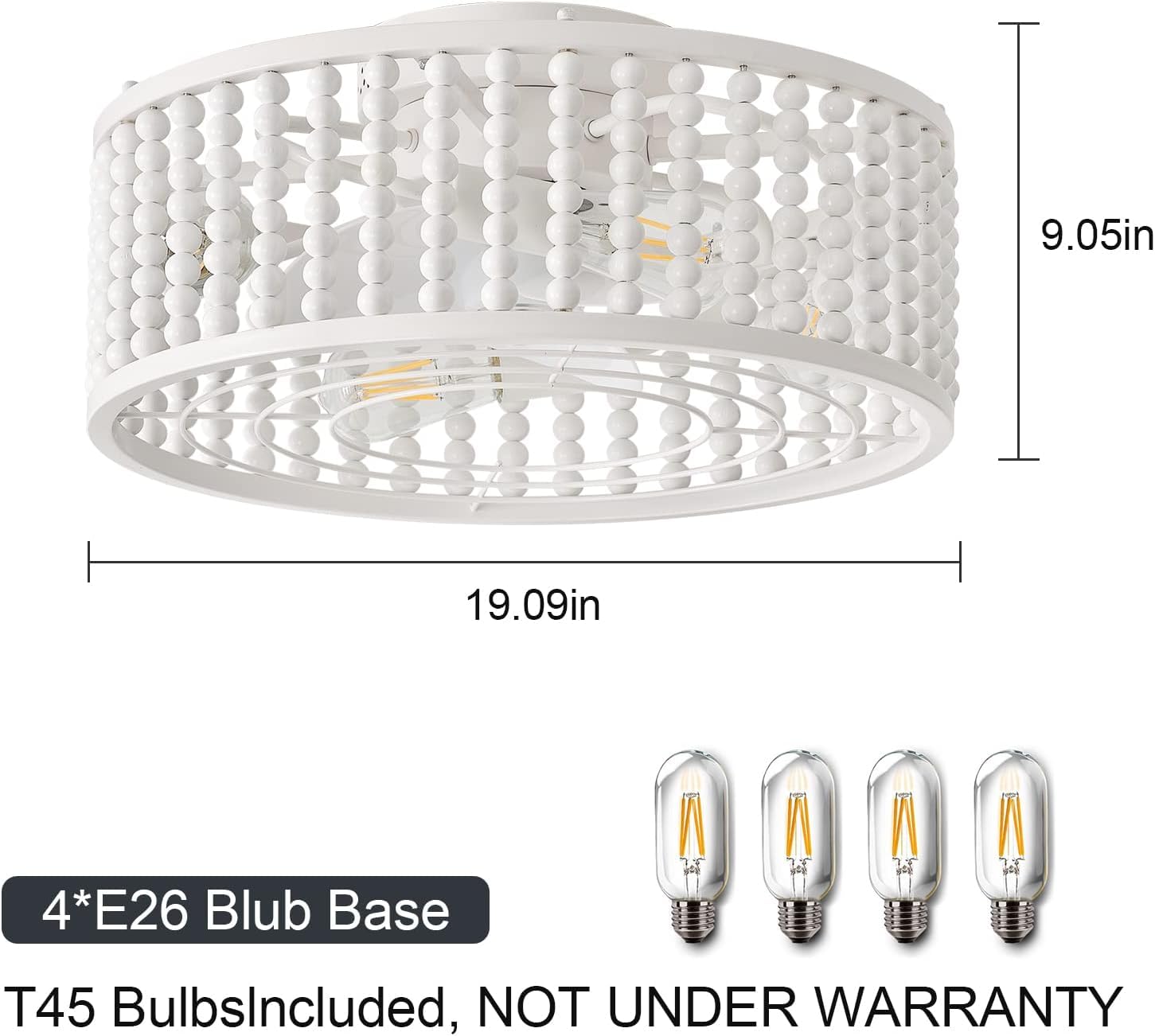 Liokoc Ceiling Fans With Lights And Remote, Caged Ceiling Fan With Handcrafted Beaded D  Cor 6 Speeds Reversible 19 Inches Bulbs