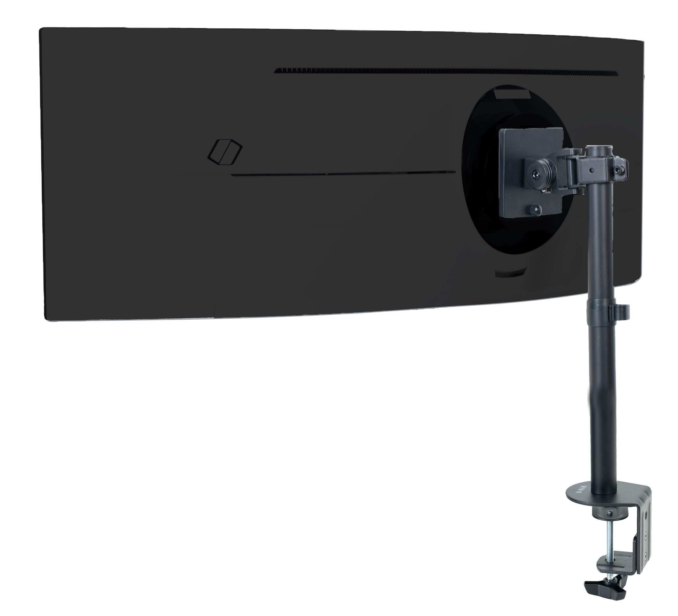 VIVO Clamp on Single Ultra Wide Monitor Desk Mount, Low Profile Heavy Duty Adjustable Stand for 1 Ultrawide Screen up to 49 inches, 44 lbs Capacity, Black, STAND V100C