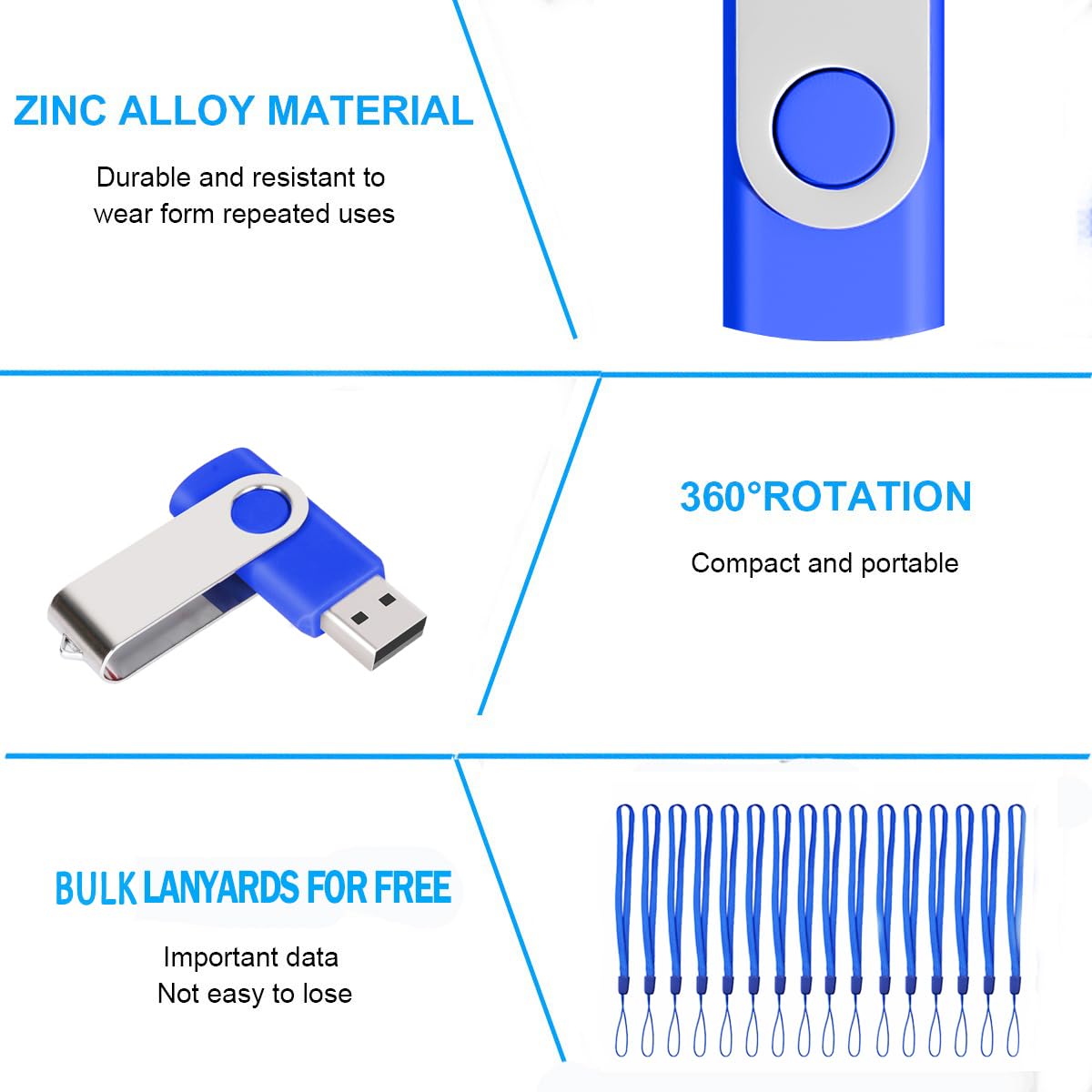 256Mb Bulk Flash Drives 100 Pack Eastbull Usb 2.0 Flash Drives Pack 256Mb Thumb Drives Bulk (Blue)