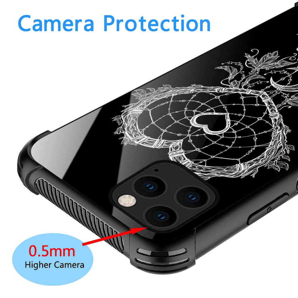 ZHEGAILIAN iPhone 13 Pro Max Phone Case Heart Shaped Organic Glass Anti-Scratch Love Dream Catcher