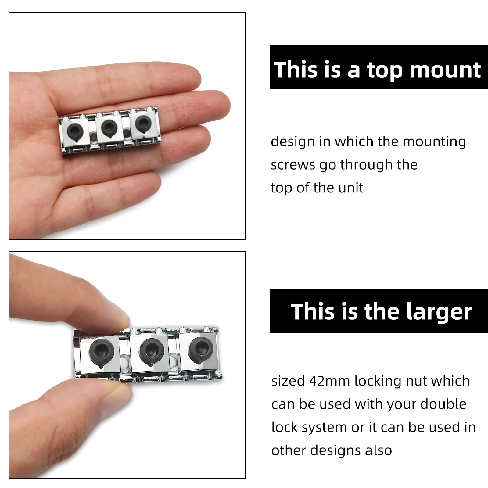 Saphue 42Mm Guitar Tremolo Bridge Locking Nut 1 11/16''For Floyd Rose Style Electric Guitar Tremolo Bridge Lock System (Chrome)