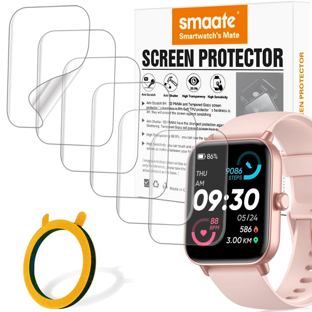 Smaate Screen Protector Compatible With Idw19 1.8    Gydom Milouz Aeac Kalinco Quican Hoowel Veryfit Smart Watch, Soft Tpu, 6-Pa