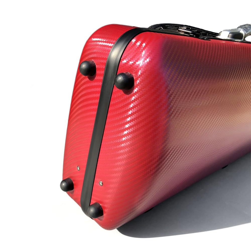 4/4 New Violin Case Mixed Carbon Fiber Strong Light Oblong Case Full Size (Red)
