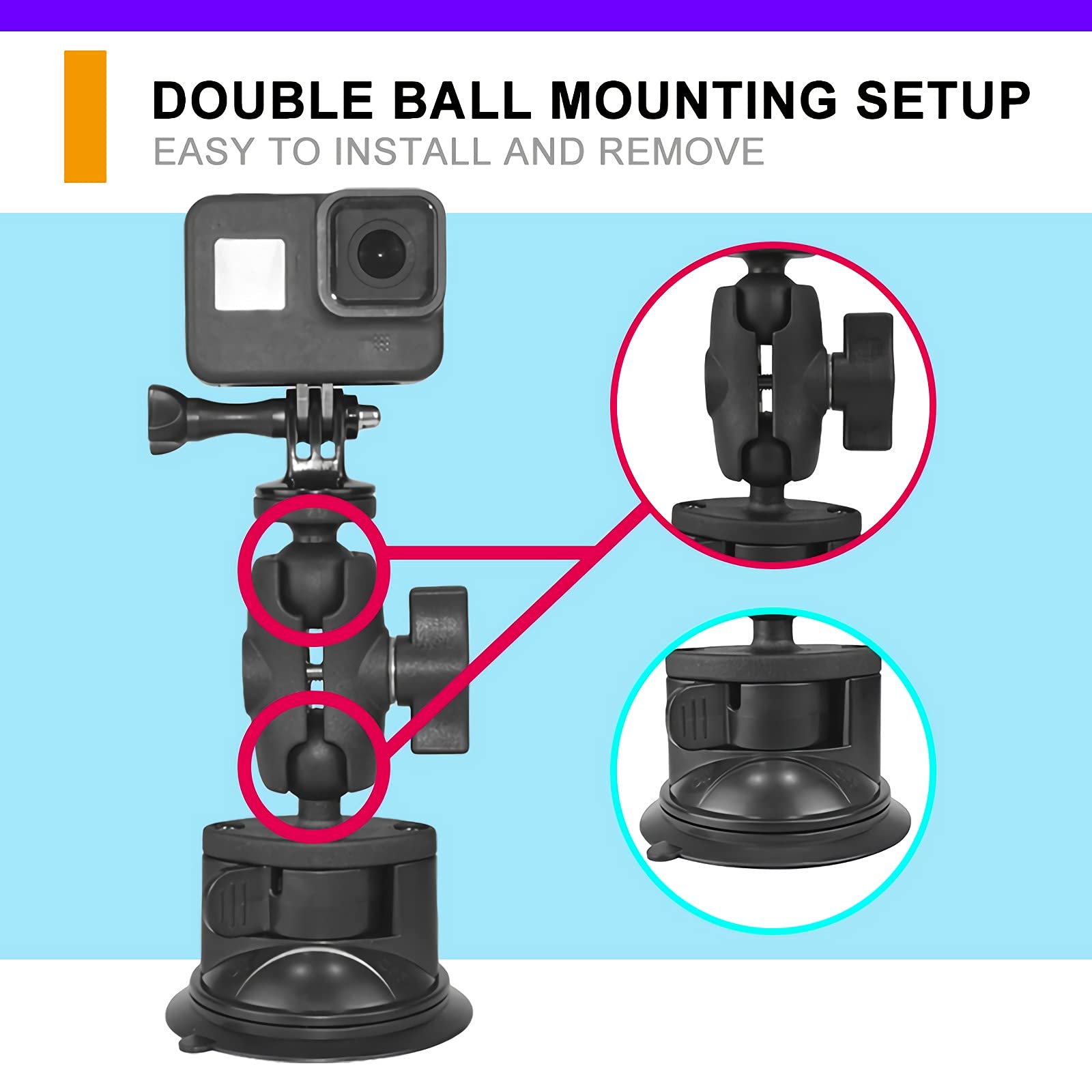 Car Windshield Suction Cup Mount For Insta360 Ace Pro One X4 X3 X2 X R Rs Go 2 3, Gopro Hero Max Fusin 12 11 Accessories And Dji