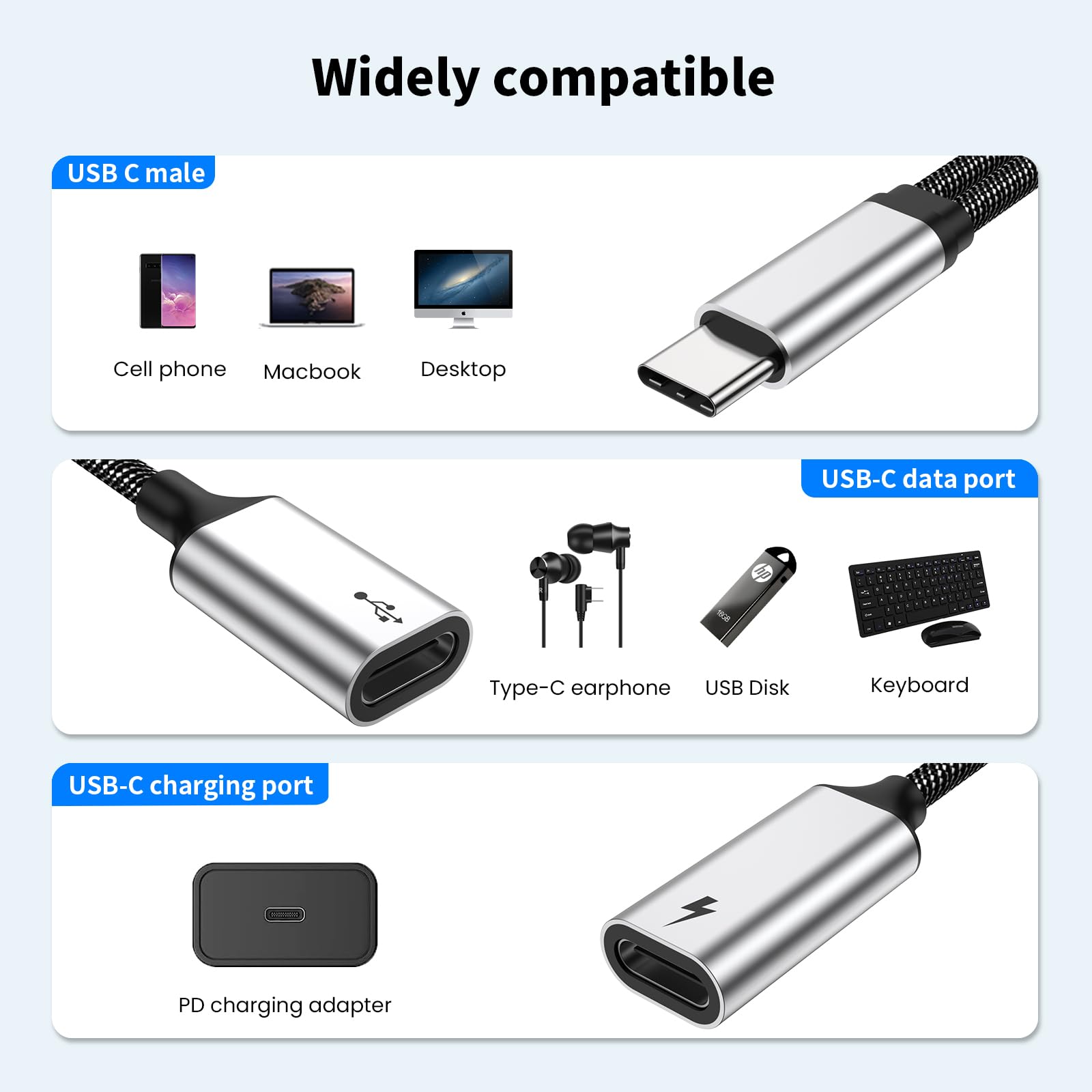 Mogood Usb C Splitter Usb C To Usb C Female Adapter Usb Y Splitter Cable(Not For Monitor)Usb C Male To 2Usb C Female Cord Double Usb C Port Hub Usb C Charging Split Adapter For Mac,Xbox One,Ps5,Quest3