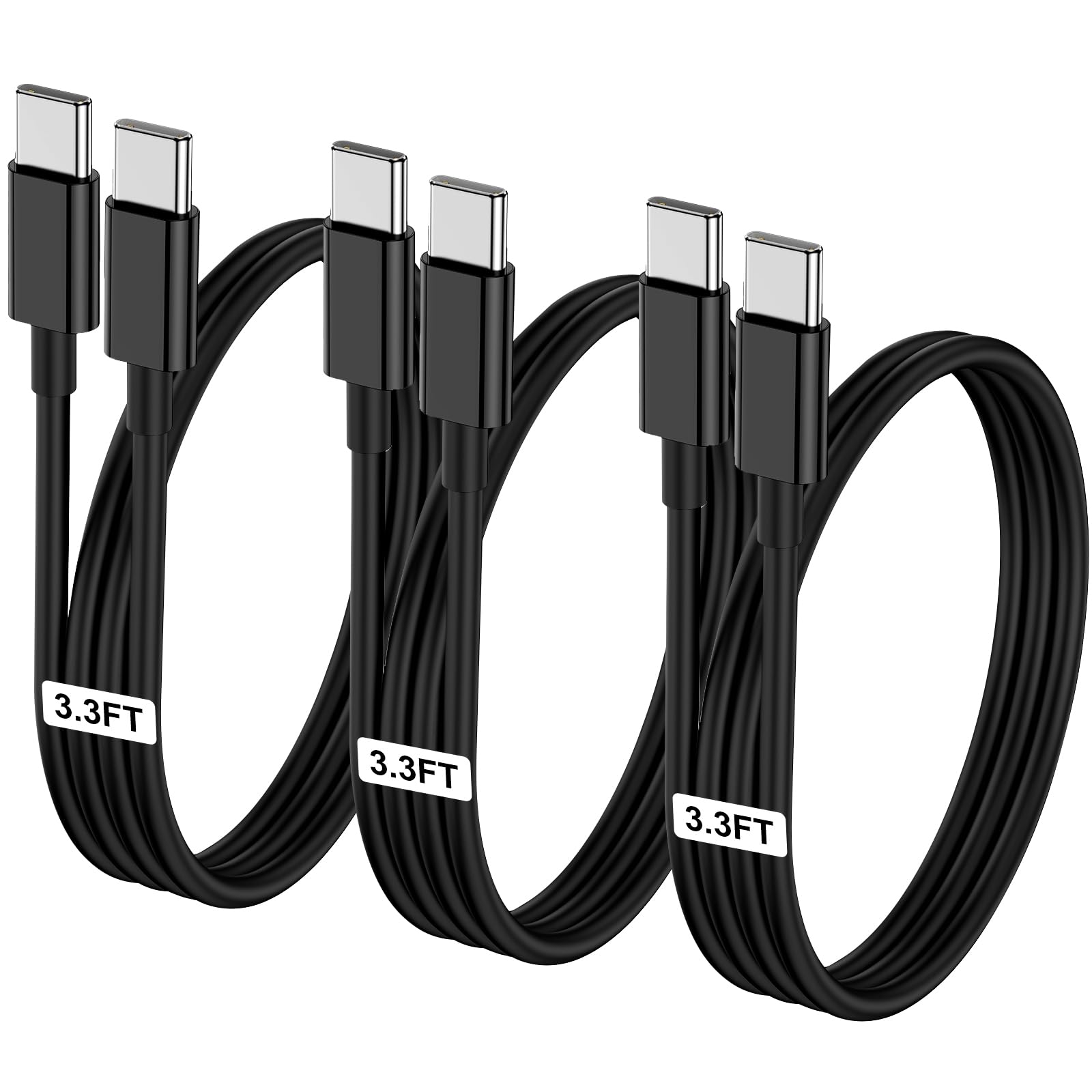 Lofpye 3 Pack Black 3.3Ft 60W Usb C To Usb C Cable, Type C To Type C Cable,Fast Charging Cable For Iphone 15/15Plus/15 Pro/15Pro