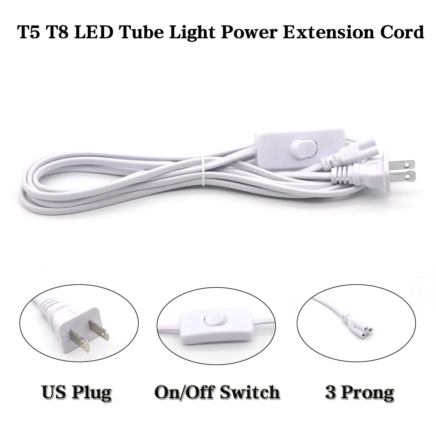 10Ft T5 T8 Led Tube Light Power Extension Cord With On/Off Switch Us Plug For Integrated Led Tube T5 T8 Led Wire Connector Power