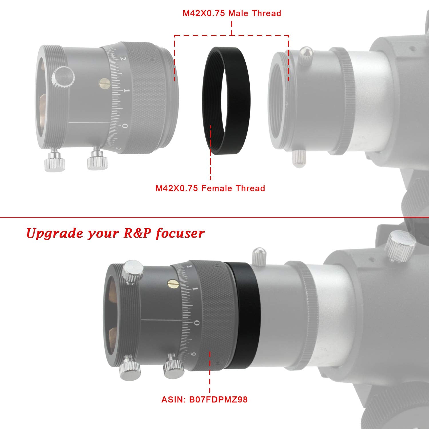 Astromania M42X0.75 Female To M42X0.75 Female Thread Telescope Adapter   9Mm