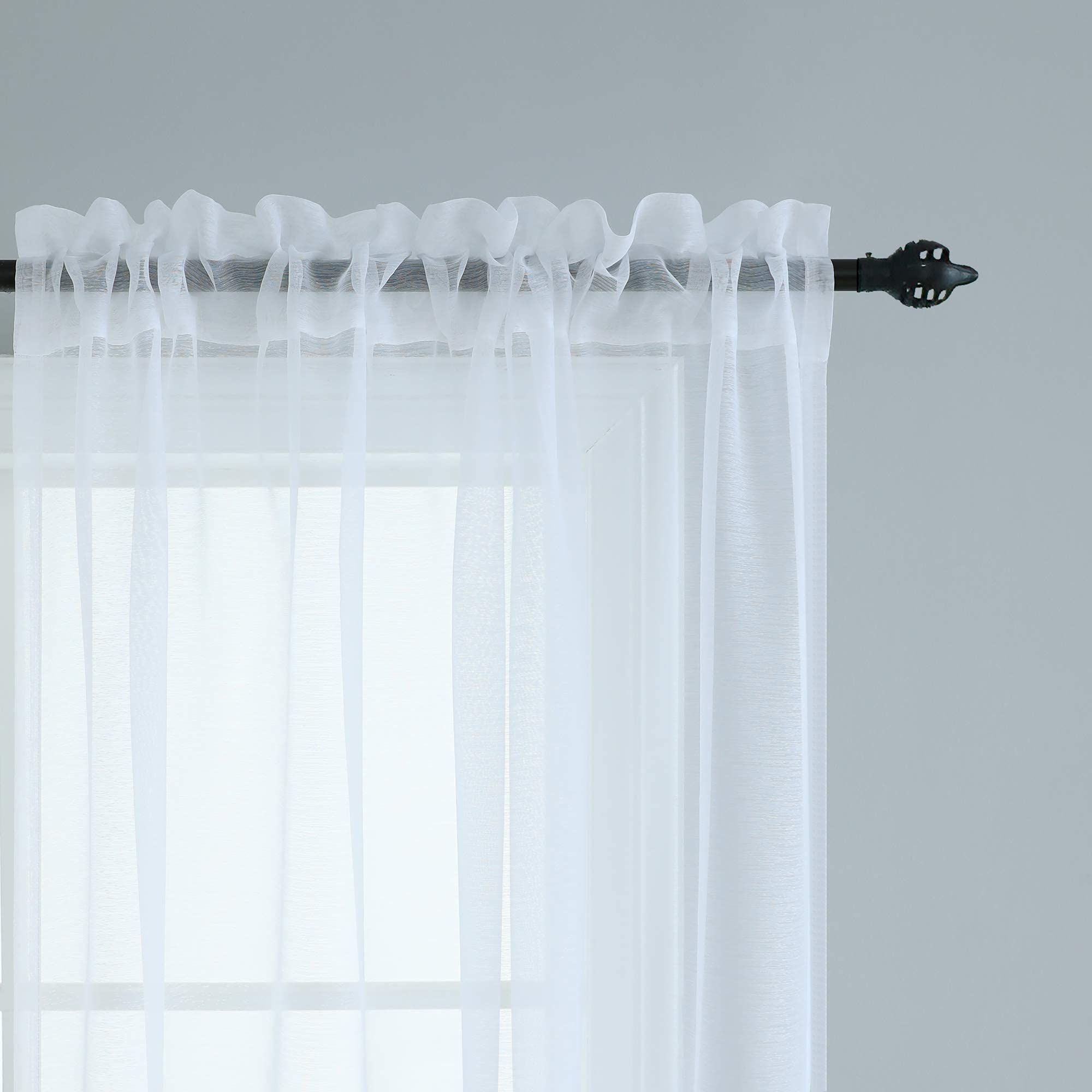 45 Inch Length Sheer Curtains White For Bathroom Windows 2 Panels Set Rod Pocket Small Transparent Short Curtains For Bedroom Ki