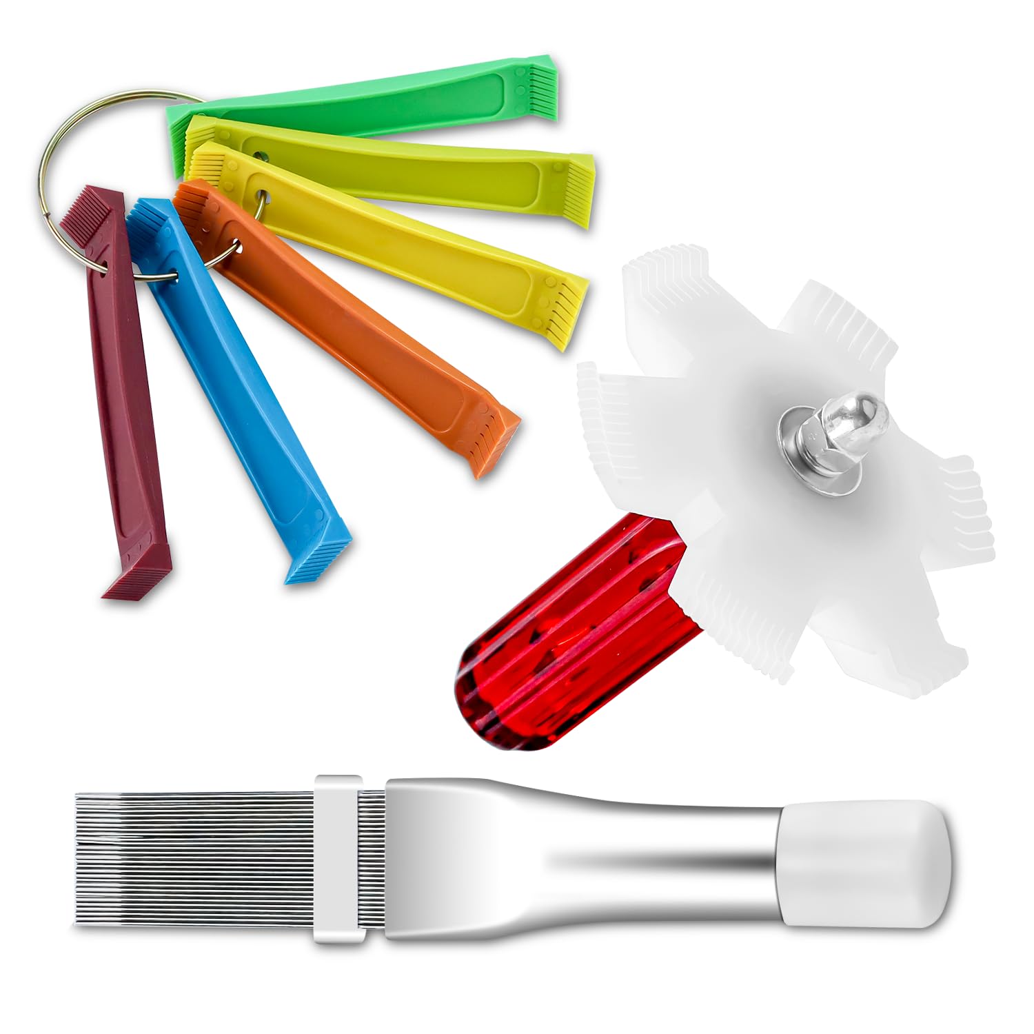 Cenipar 3Pcs Air Conditioner Condenser Fin Comb Set Include Fcr6 Fin Comb, Metal Radiator Fin Comb And Plastic Air Conditioner F