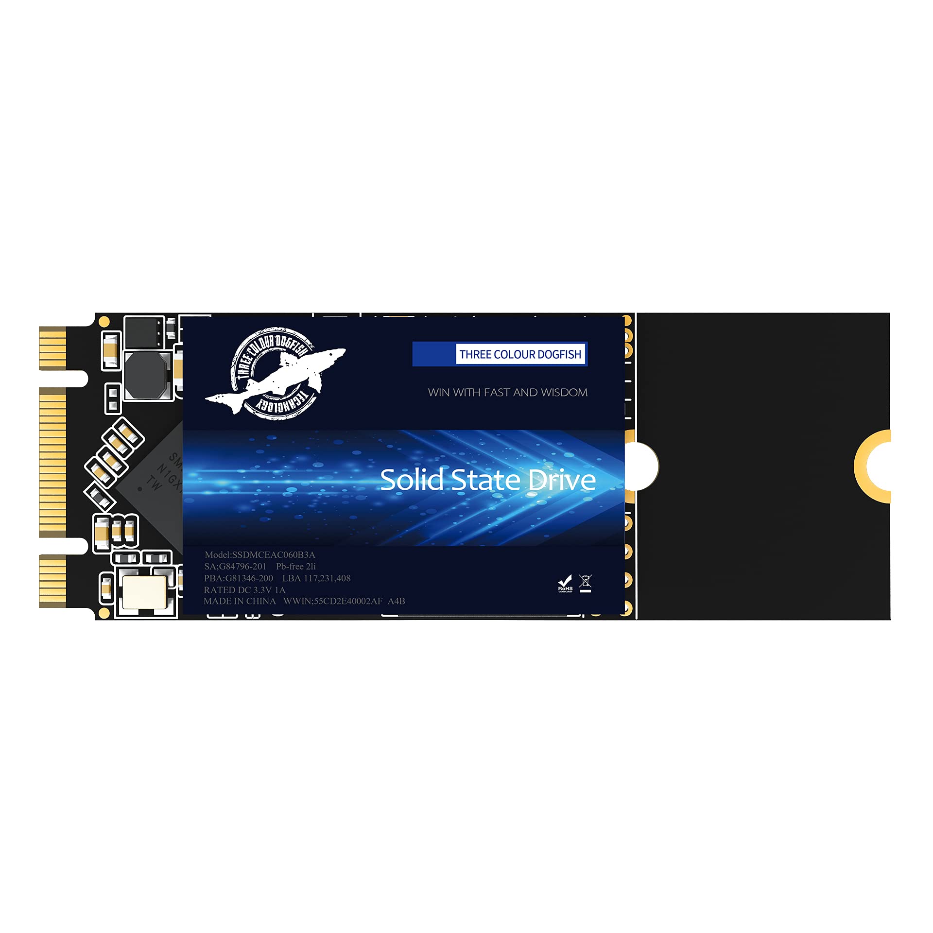 Dogfish M.2 Ssd 512Gb 3D Nand Tlc Sata Iii 6 Gb/S, M.2 (2260Mm) Internal Solid State Drive   Compatible With Desktop Pc Laptop (