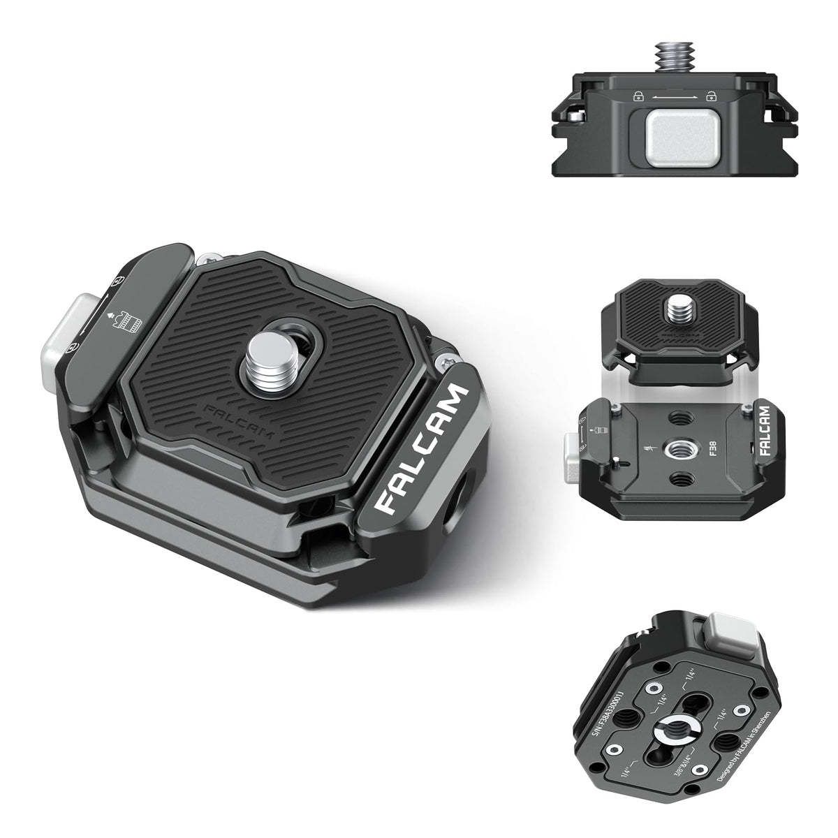 FALCAM Multi-Hole F38 Quick Release Plate,38mm Camera Mounting Adapter w 1/4' to 3/8' Screw Thread,Aluminum Quick Release System QR Plate Kit,Fits for Sony Canon Tripod Monopod DSLR Stabilizer Slider