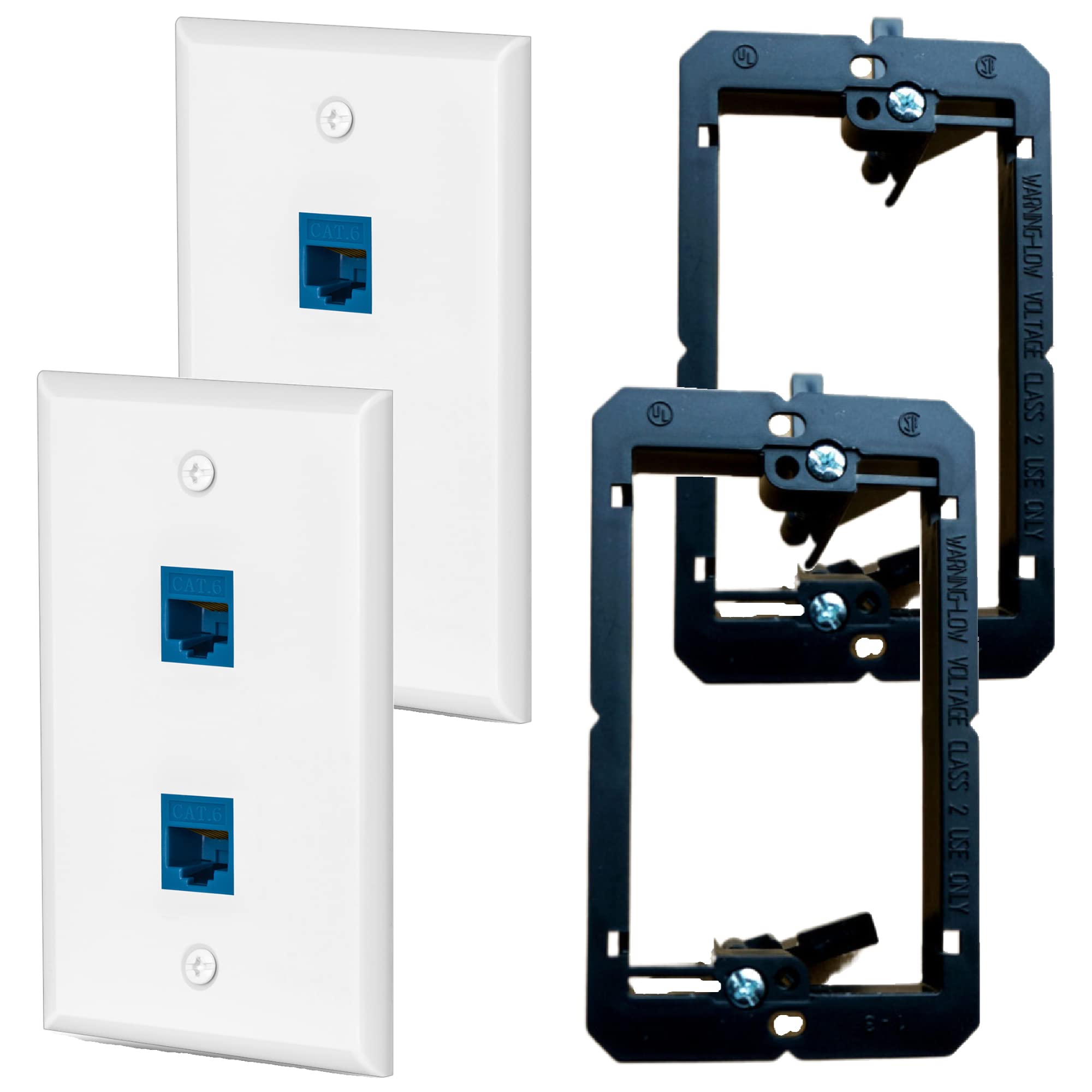 Huahenght Ethernet Wall Plate Outlet Rj45 Network Female To Female Keystone Wall Inline Coupler Jack Plates With Single Gang Low