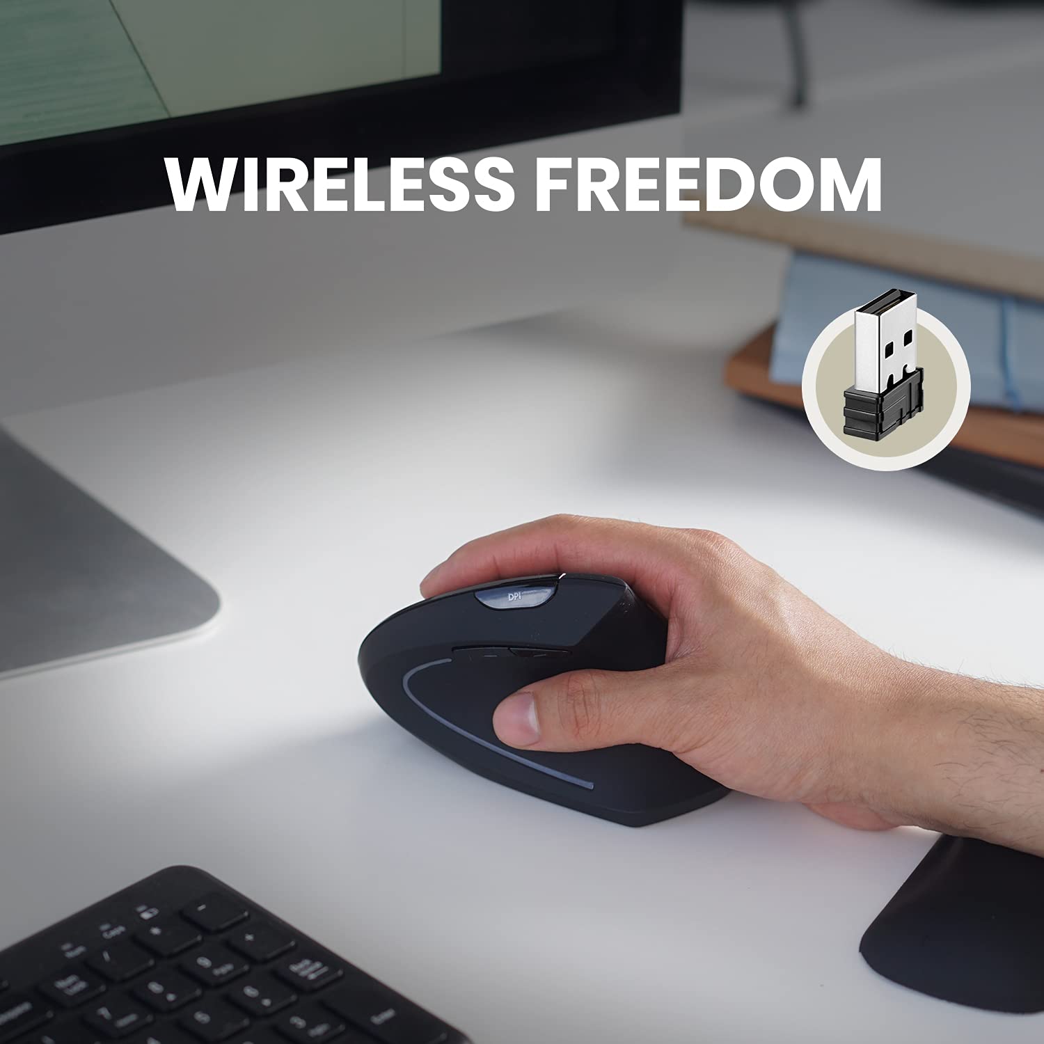 Perixx Perimice 713 Wireless Ergonomic Vertical Mouse   800/1200/1600 Dpi   Right Handed   Recommended With Rsi User