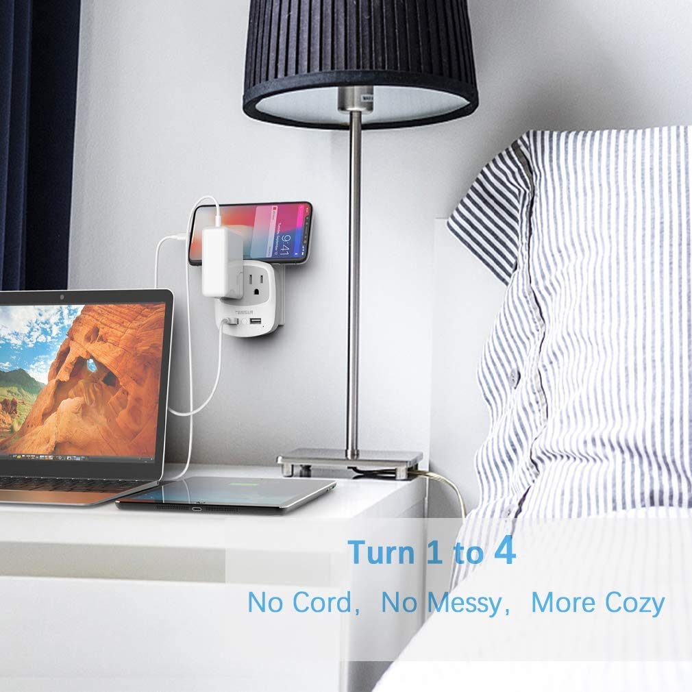 Tessan Us To Japan Plug Adapter, 2 Prong To 3 Prong Outlet Adapter With Two Ac Outlets 2 Usb Ports, Travel Power Adaptor For Usa