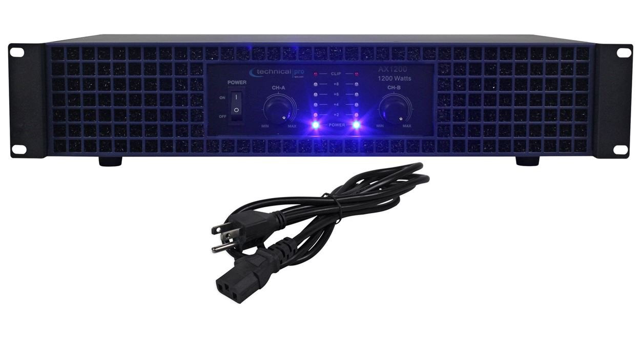 Technical Pro Ax1200 1200 Watt 2 Channel Amplifier 2U Rack Dj Power Amp
