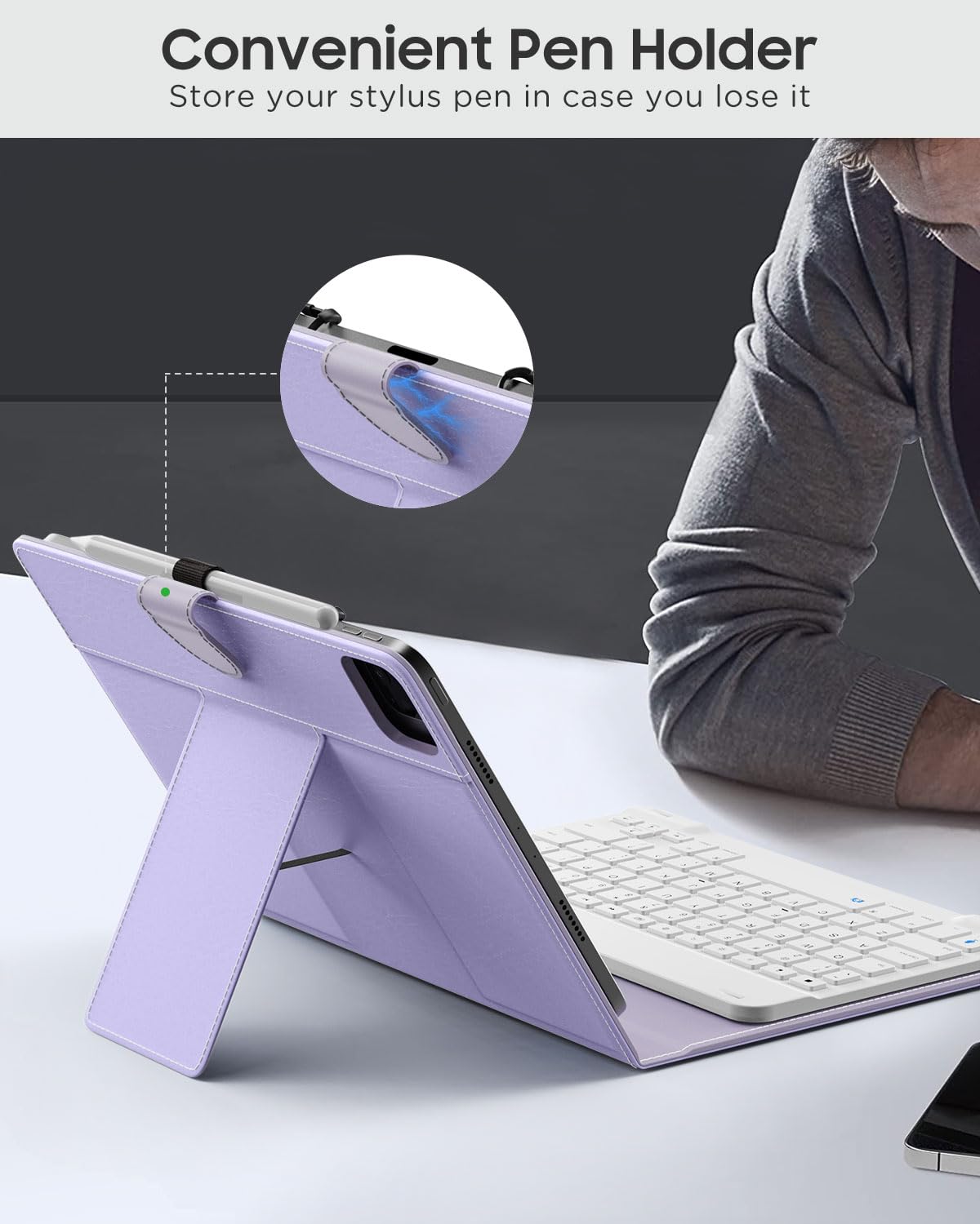 Moko Universal Tablet Case With Qwerty Keyboard For 9,9.7,10.1,10.2,10.4,10.5,10.9,11 Tablet, With Removable Wireless Bluetooth