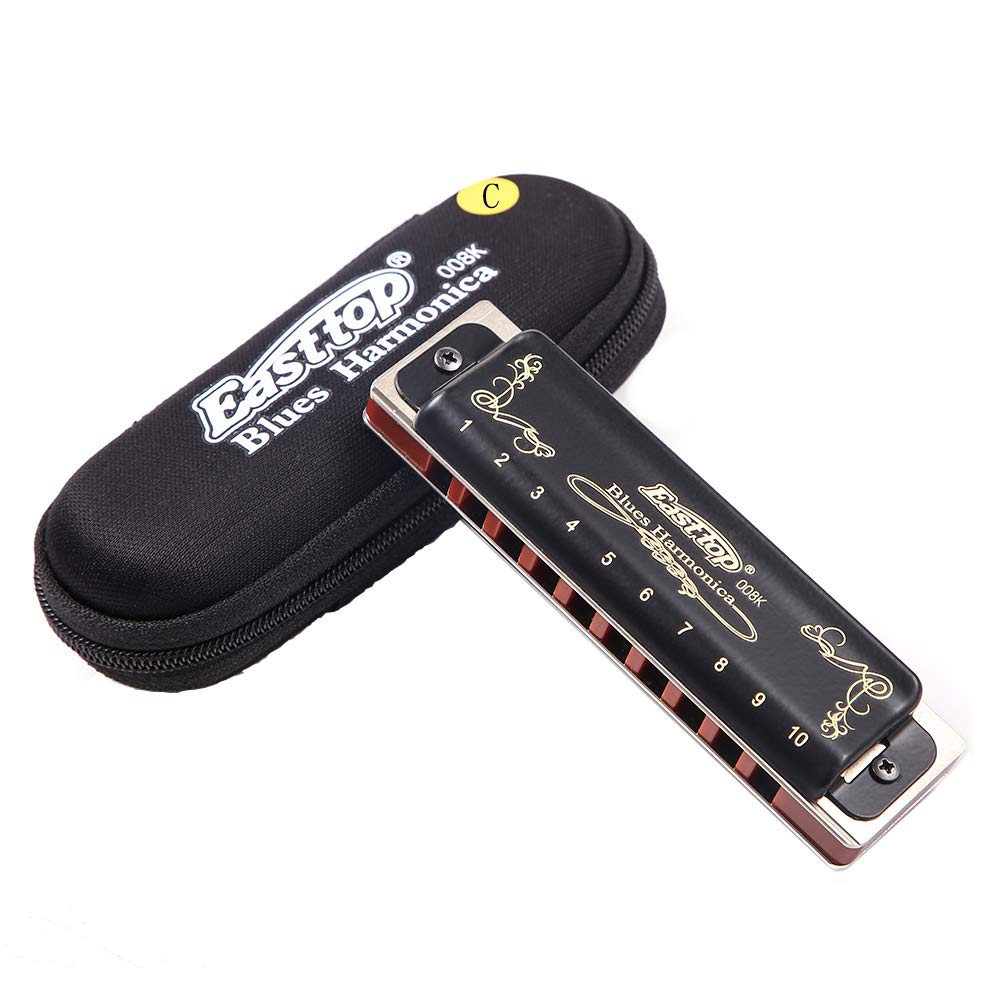 Diatonic Blues Harmonica 10 Holes Blues Harmonica 20 Tones Black T008K With Case