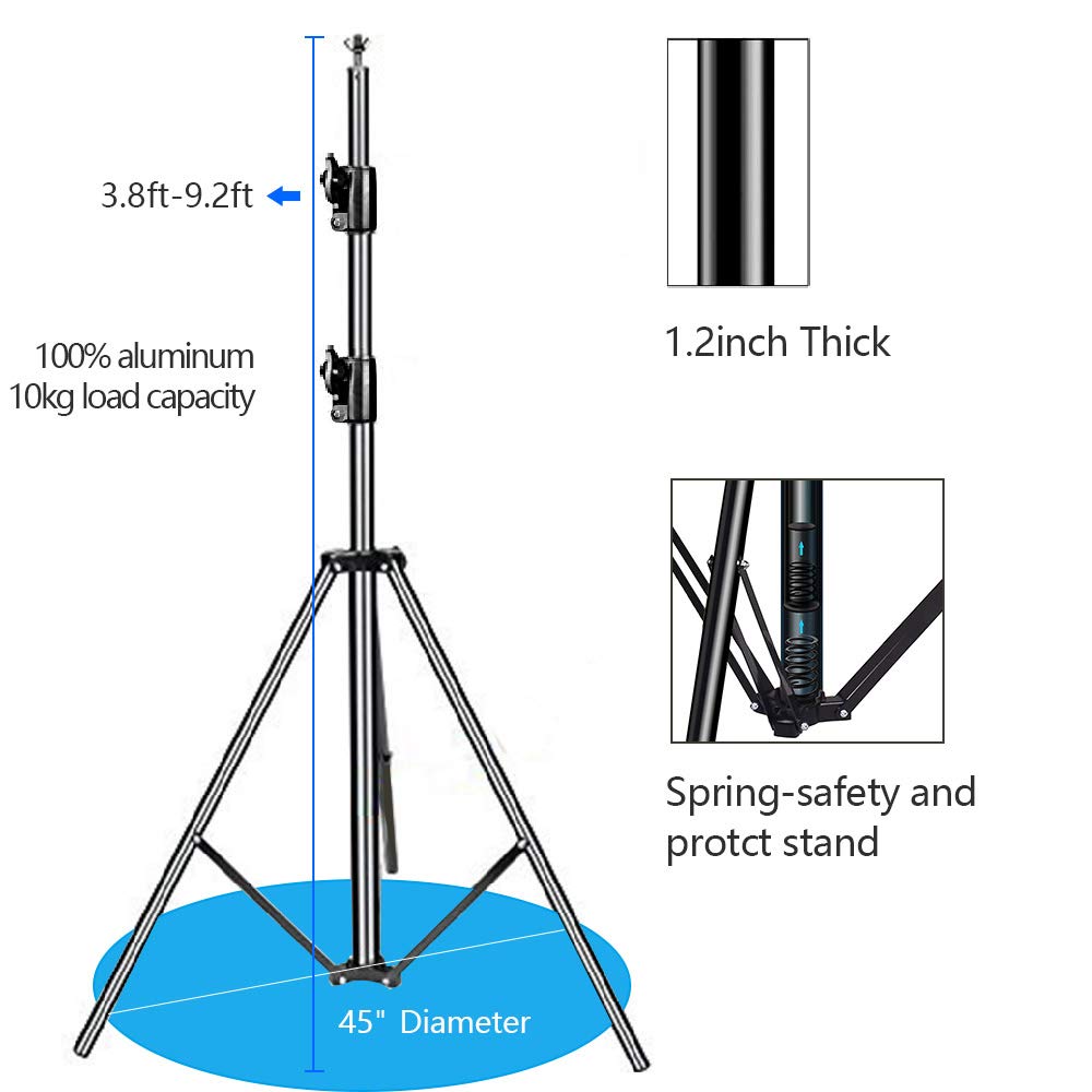 Slow Dolphin Photo Video Studio 10Ft (W) X 9.2Ft (H) Heavy Duty Adjustable Photography Backdrop Stand Background Support System