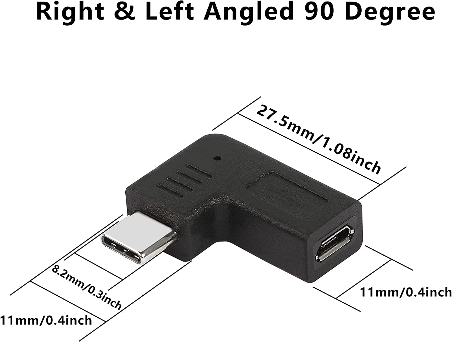 Gelrhonr Right Angle Usb C To Micro Usb Adapter, 90 Degree Type C Male To Micro 5Pin Usb Female Charging And Data Transfer Conne