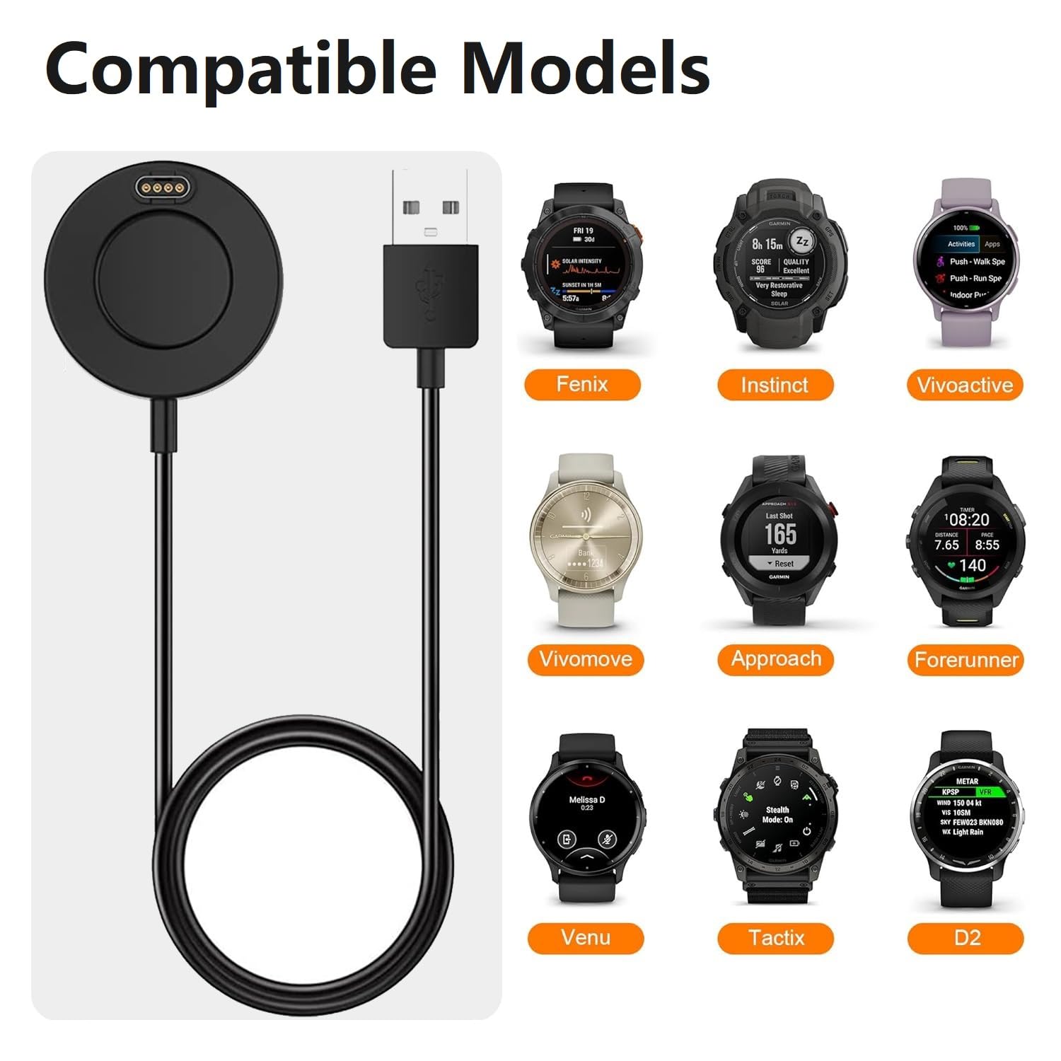 Charger Compatible With Garmin Fenix 5/5S/5X, Fenix 6/6S/6X, Fenix 7/7S/7X Charger Charging Stand, Charging Dock Station Cradle