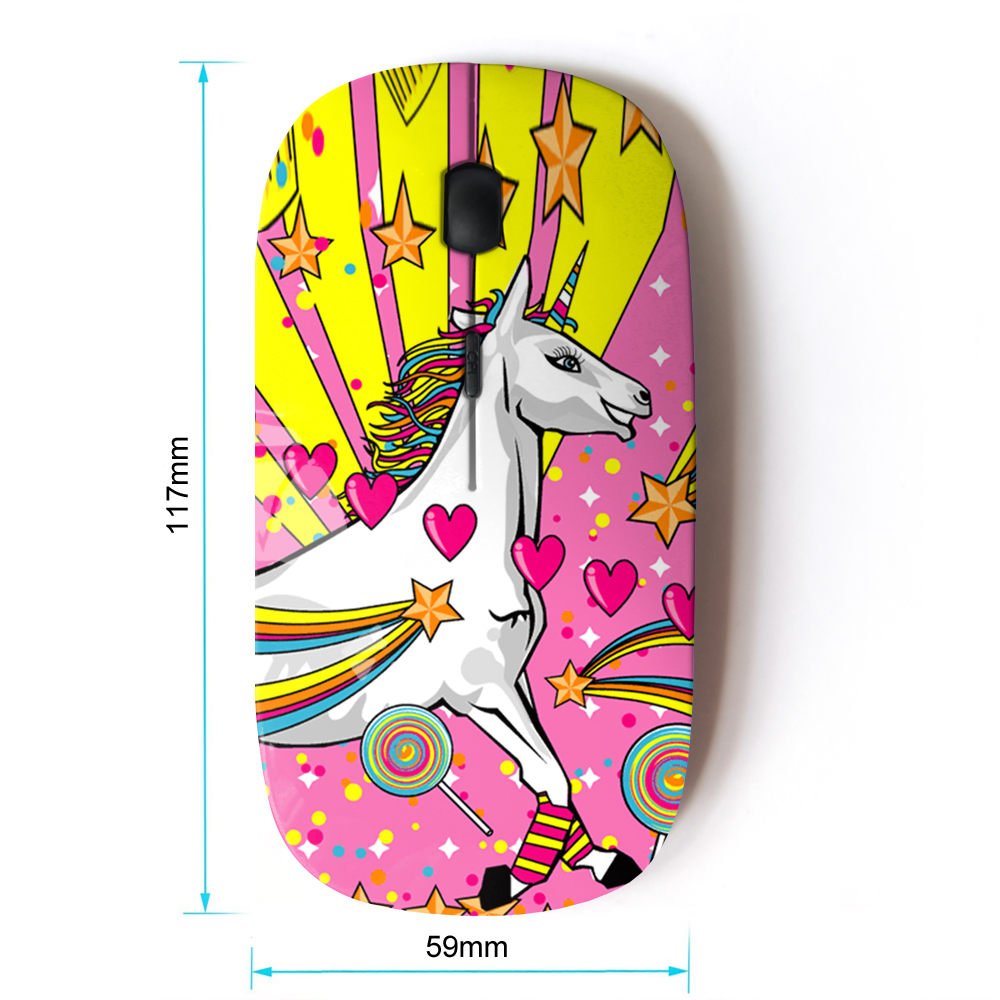 Koolmouse [ Optical 2.4G Wireless Mouse ] [ Unicorn Dreamworld Colorful Art White Heart Star ]