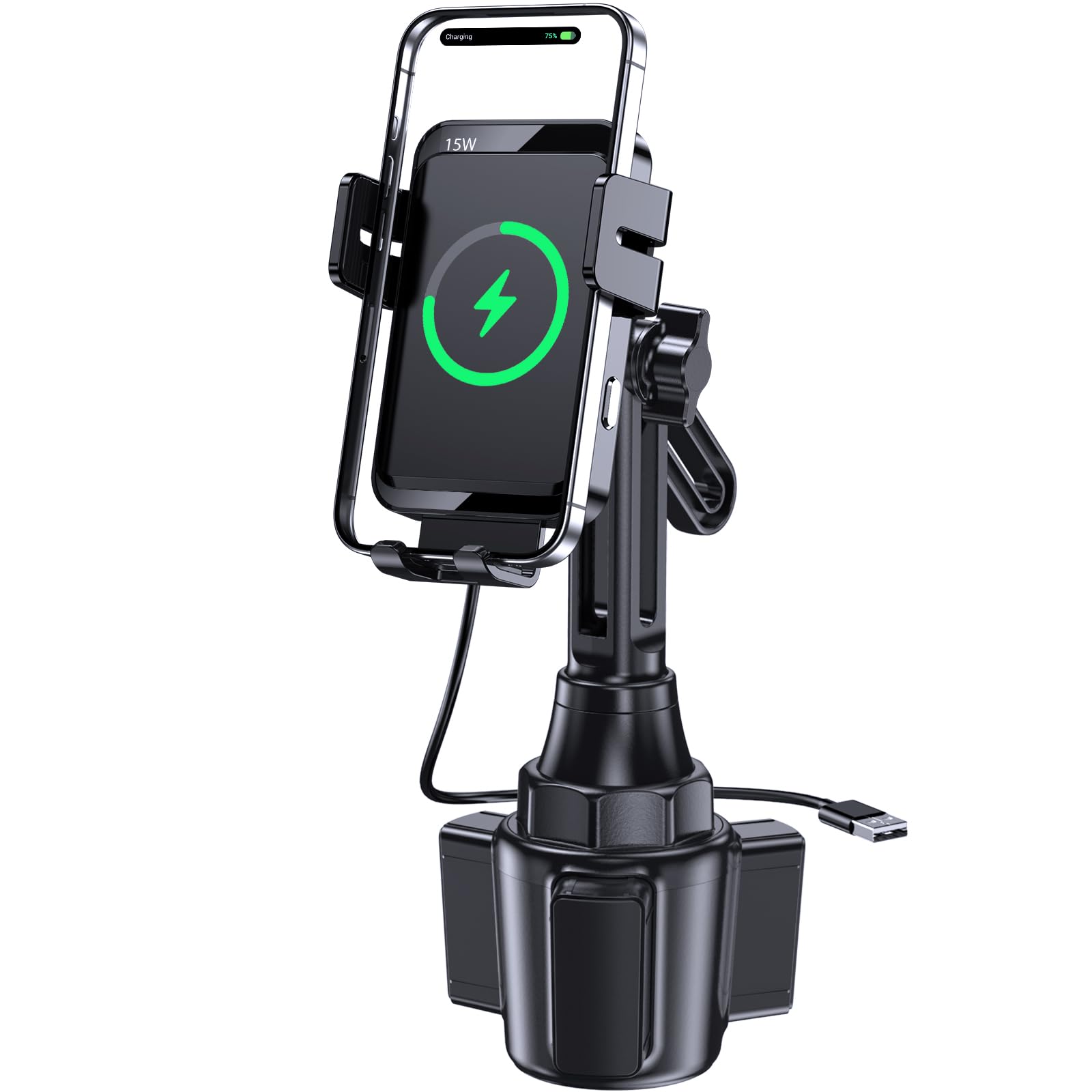 Wireless Car Charger, Mokpr 15W/10W/7.5W Cup Holder Phone Mount, Auto Clamping Fast Charging Car Mount, Air Vent Phone Holder Fo