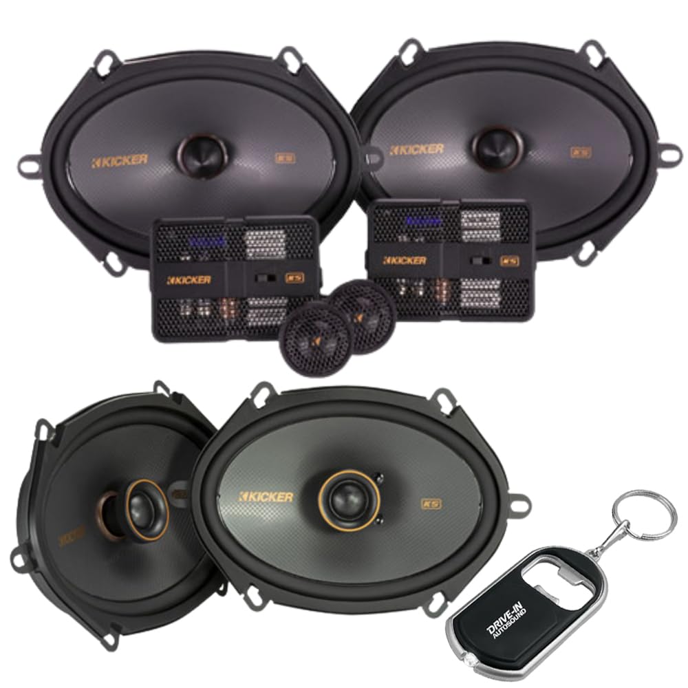KICKER KS-Series 51KSS6804 6x8 Component Speakers and 51KSC6804 6x8 Coaxial Speakers - High Power Handling, Polypropylene Woofer