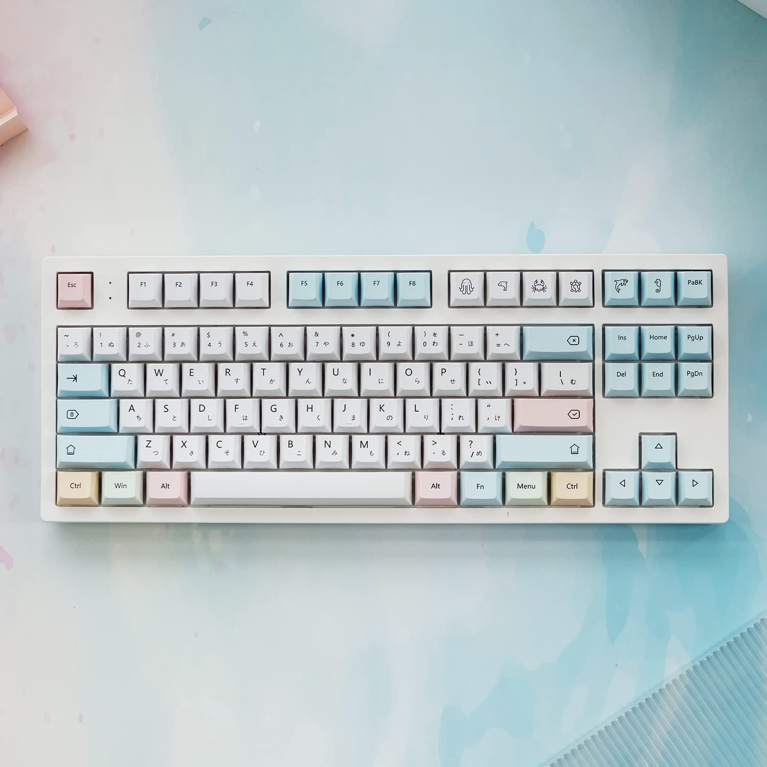 Cuxiu Chalk Keycaps 136 Keys Pbt Keycap Set For Cherry Mx Switches Cherry Profile Japanese Keycaps For Mechanical Keyboard Dye S