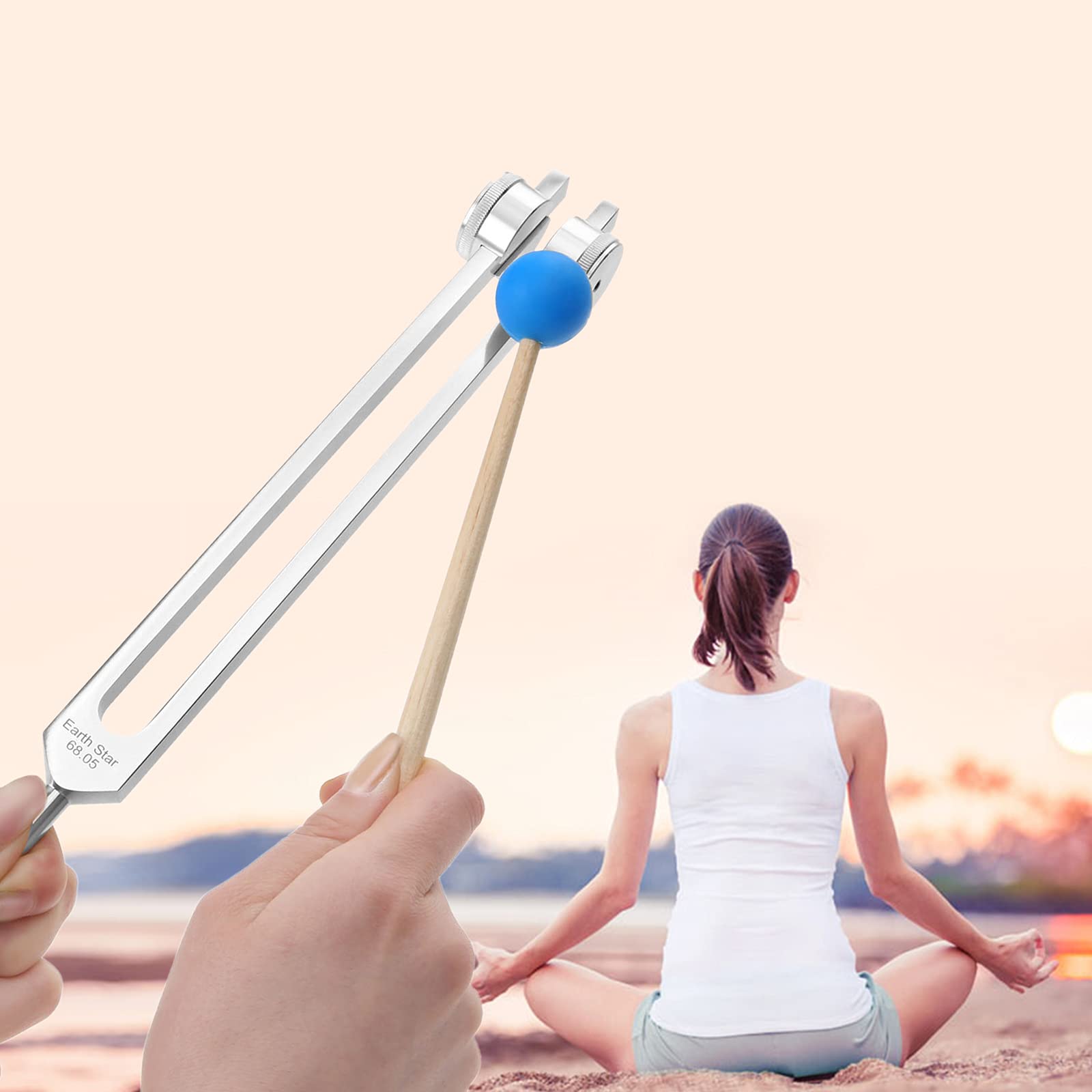 68.05 Solfeggio Tuning Fork With Silicone Hammer Bag For Sound, Musical Instrument, Vibration