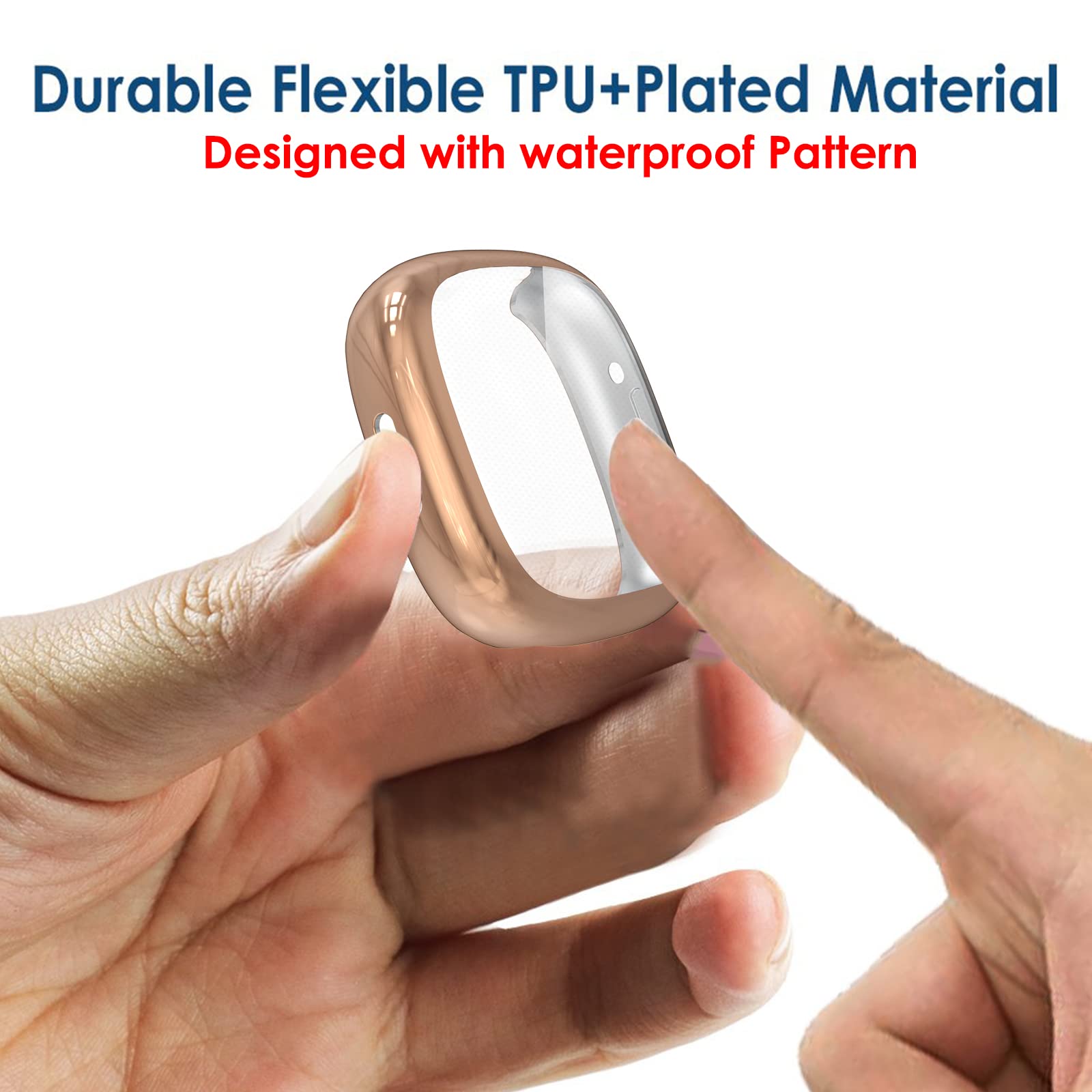 Simpeak 5-Pack Screen Protector Compatible With Fitbit Sense 2/Versa 4 Smartwatch, Soft Tpu Plated Bumper Case Full Protection P