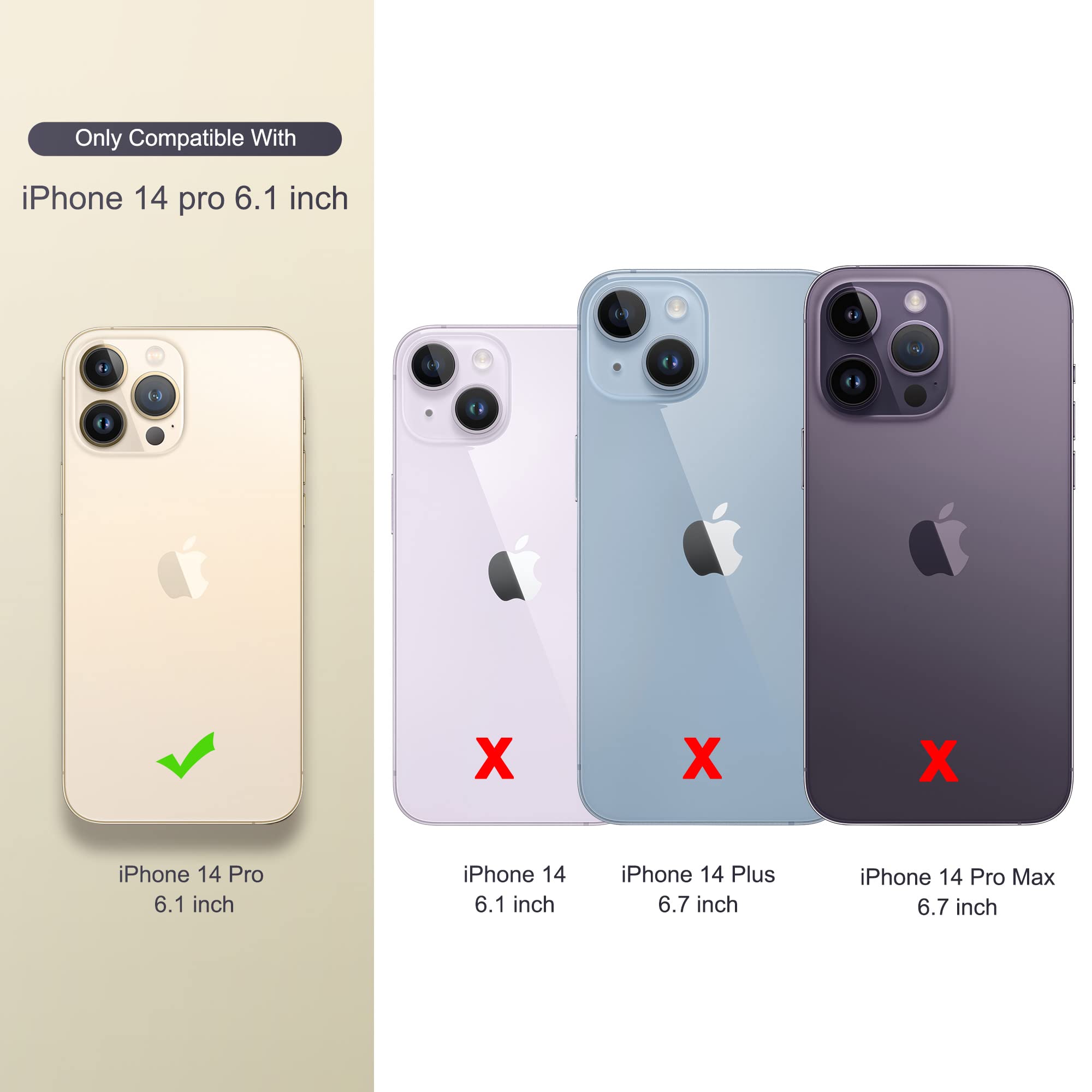 Ulak Compatible With Iphone 14 Pro Wallet Case With Card Holder, Flip Iphone 14 Pro Case For Women Girls Pu Leather Kickstand Wr