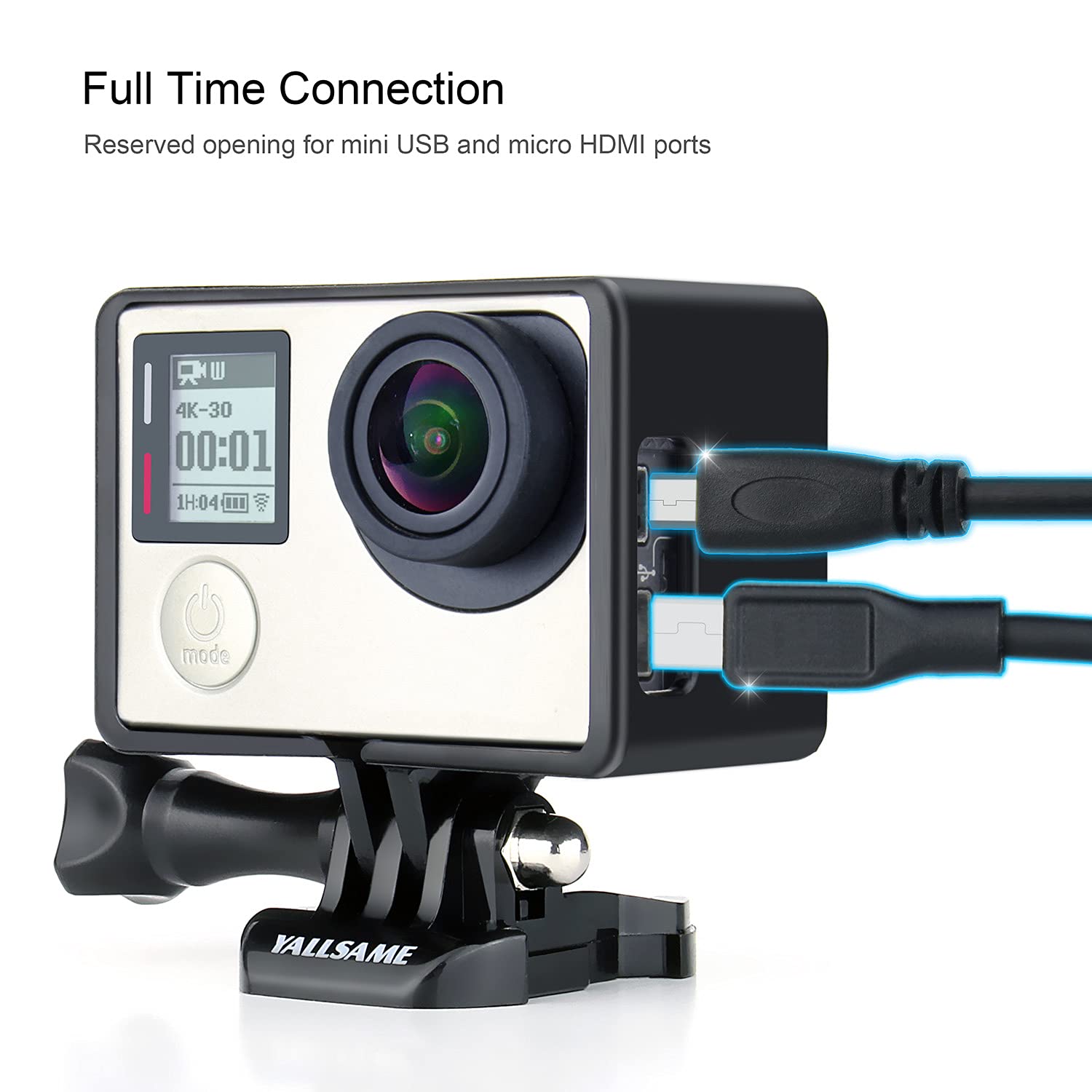 Yallsame Frame Mount Protective Bacpac Housing Case With Lens Cap For Gopro Hero 4 Black/Hero 4 Silver/Hero 3+ / Hero 3 Action C