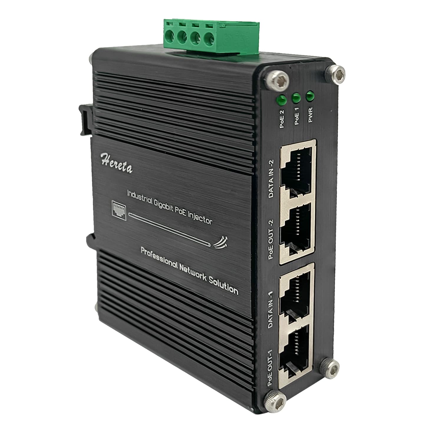 2 Ports Hardened Industrial Gigabit Poe+ Injector 30W Max Per Port 12~48Vdc Power Input Support Ieee802.3Af/At Poe Device Suppor