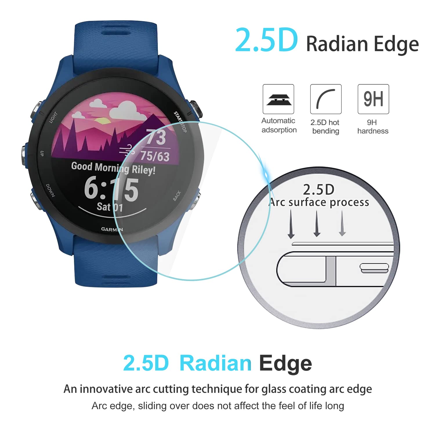 Suoman [4+6 Pack For Garmin Forerunner 255/255 Music Screen Protector + Charger Port Protector, [Anti Scratch] Tempered Glass Fo