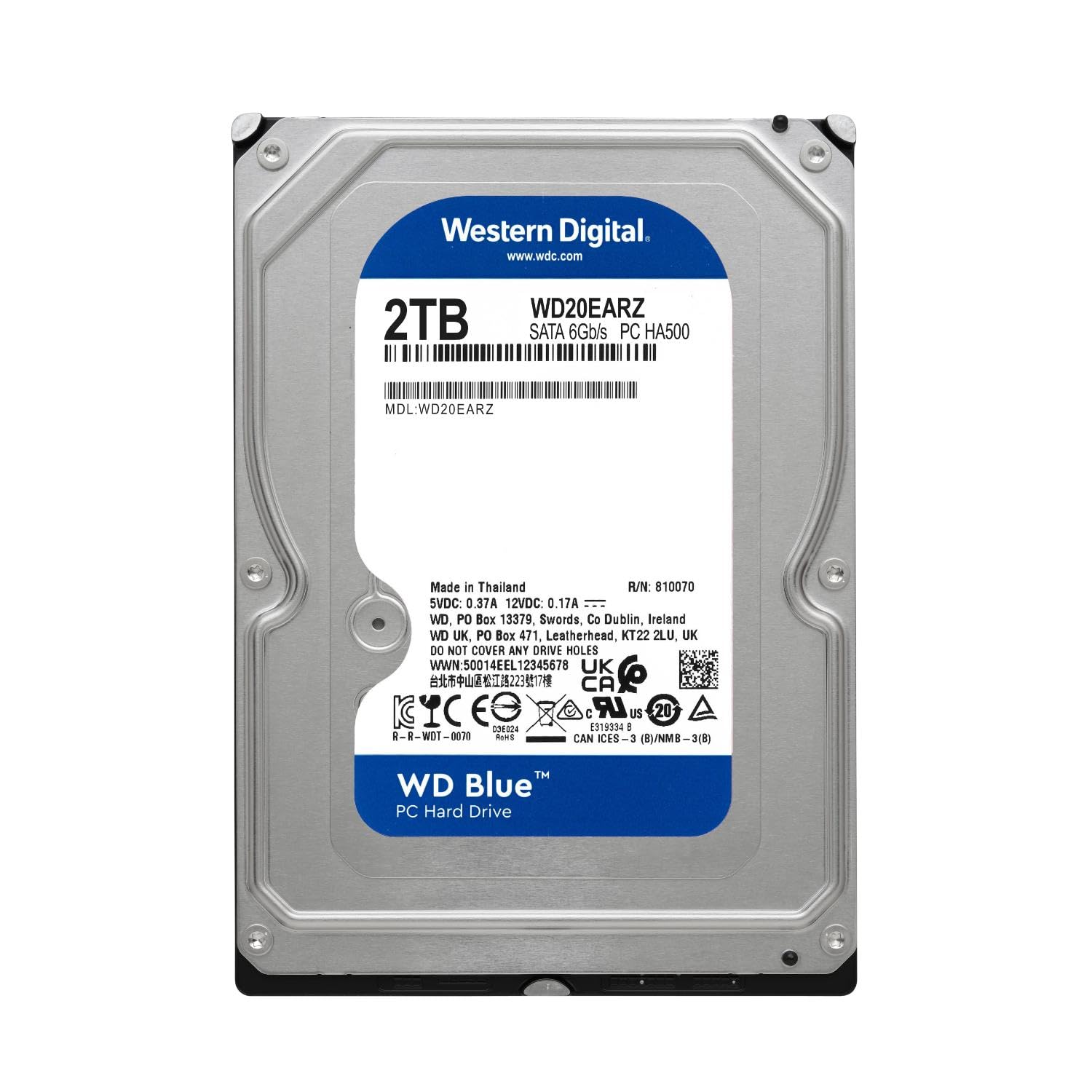 Western Digital 2Tb Wd Blue Pc Internal Hard Drive Hdd - 5400 Rpm, Sata 6 Gb/S, 64 Mb Cache, 3.5 - Wd20Earz