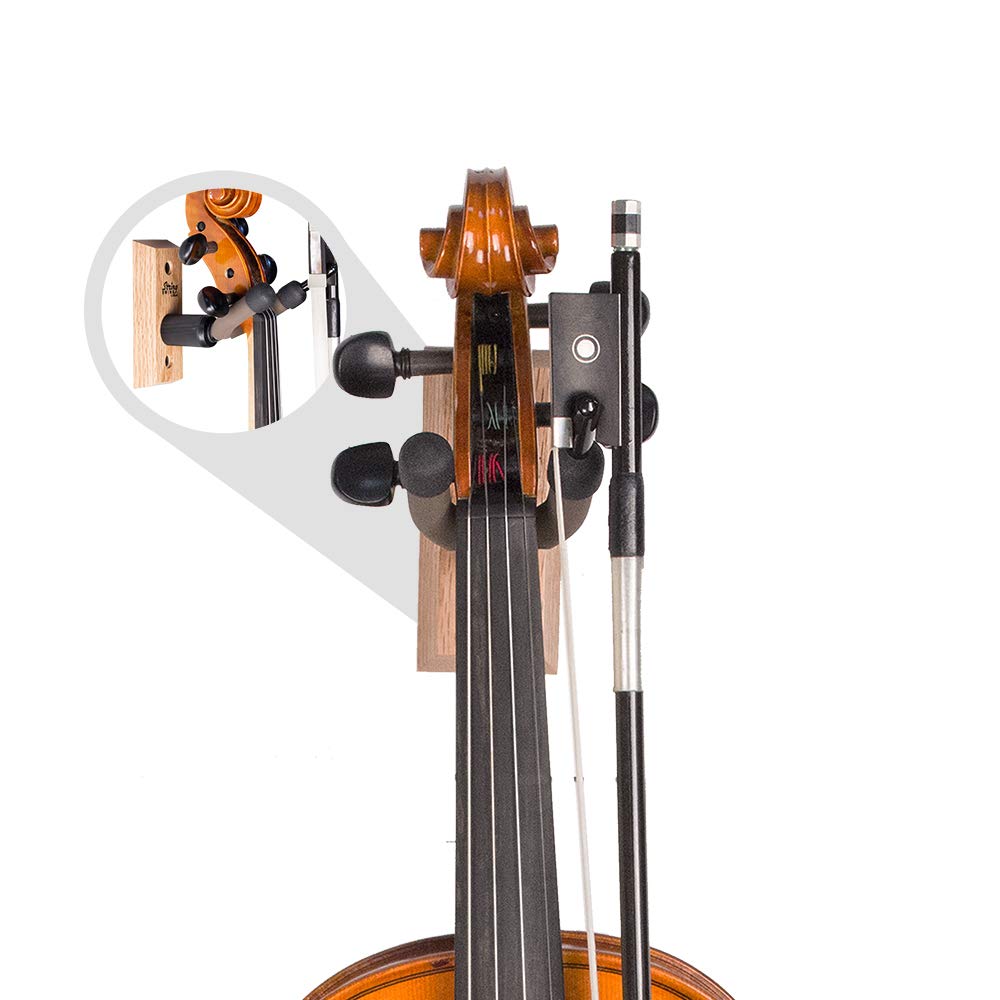 String Swing Violin Hanger Wooden Wall Mount For Home & Studio Cc01V O Hardwood Oak (4 Pack)