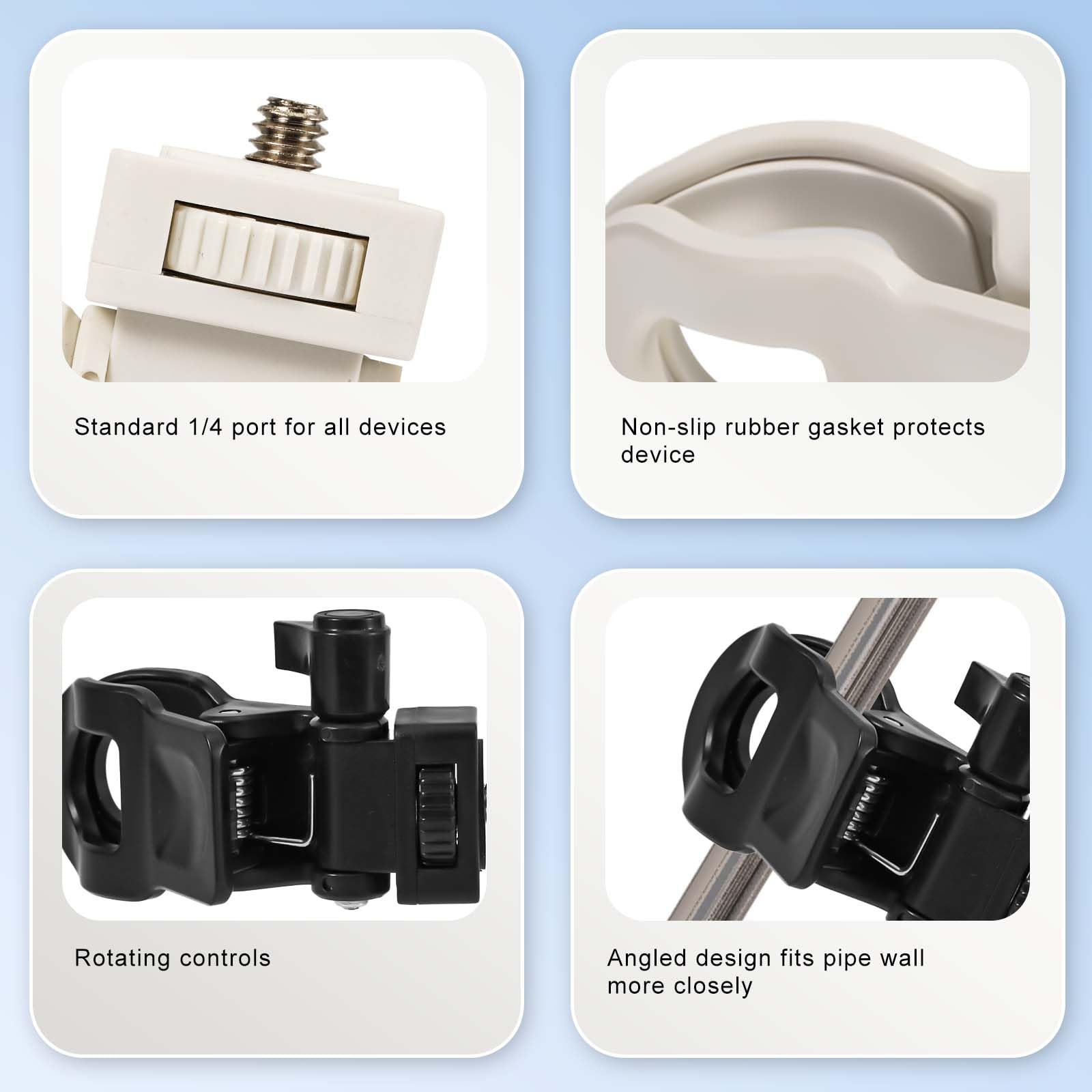 Peutier 2Pcs Selfie Light Clip, Anti-Slip For Monitor Mount With 1/4 Universal Screw Multiple-Use Camera Clamp Phone Light Holde