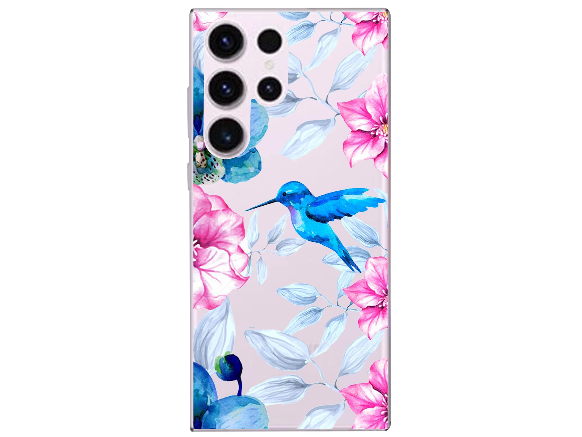 Blingy's Samsung Galaxy S23 Ultra Phone Case BL-S2309 Floral Bird Design TPU Hummingbird 6.8 Inch