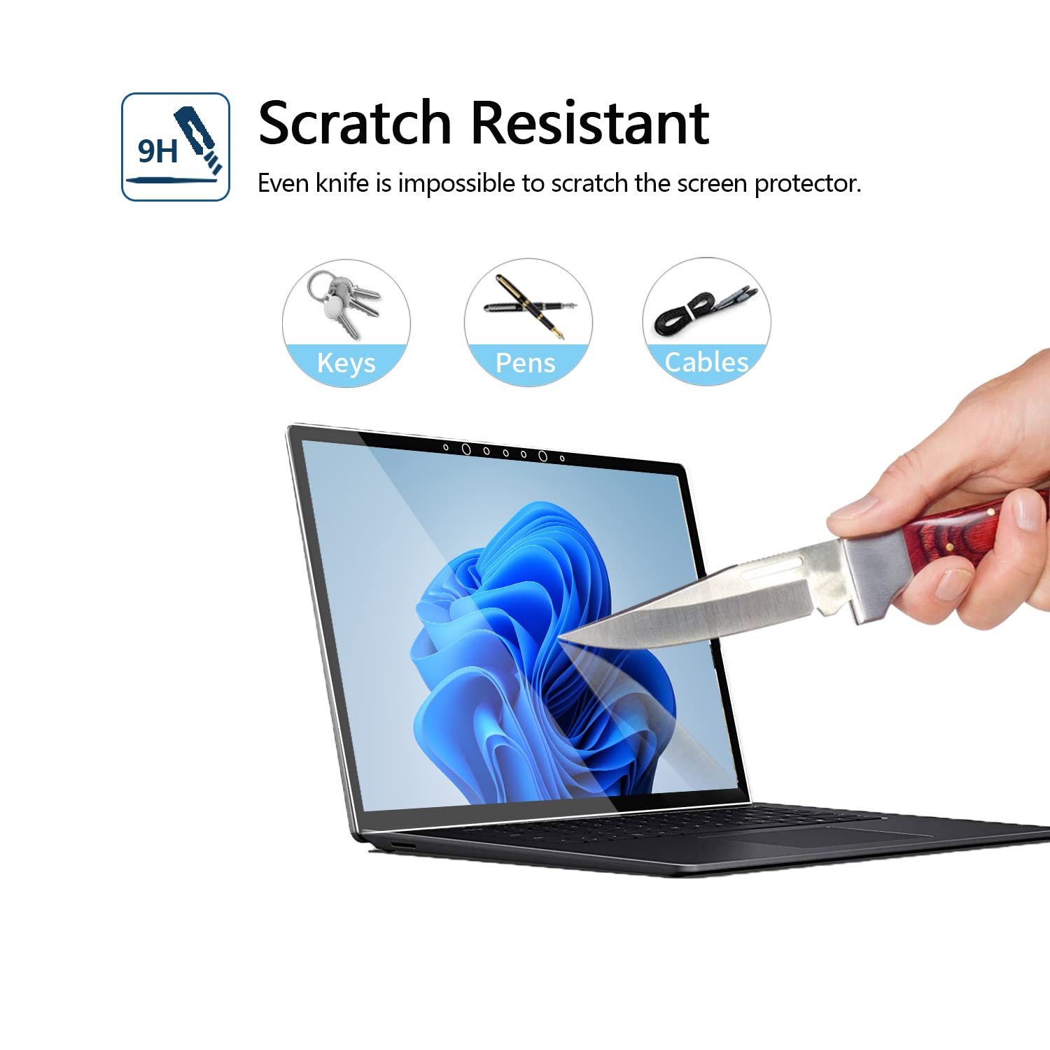 Megoo Surface Laptop 5 /Laptop 4 Screen Protector, Tempered Glass, Easy Installation Ultra Clear Anti Scratch, Friendly Touching