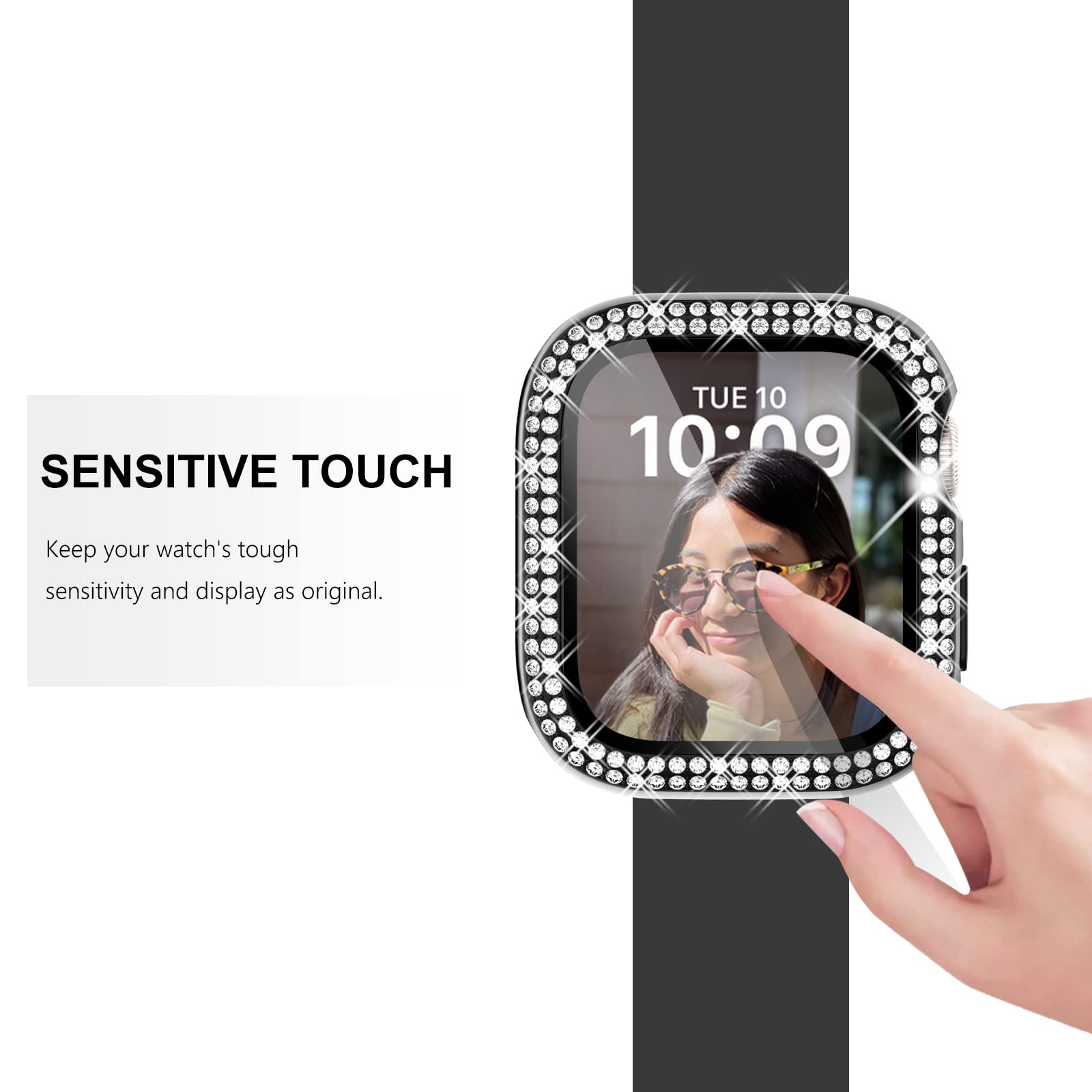 Surace 40Mm Case Compatible With Apple Watch Case With Screen Protector, Bling Diamond Overall Protective Case Compatible With A