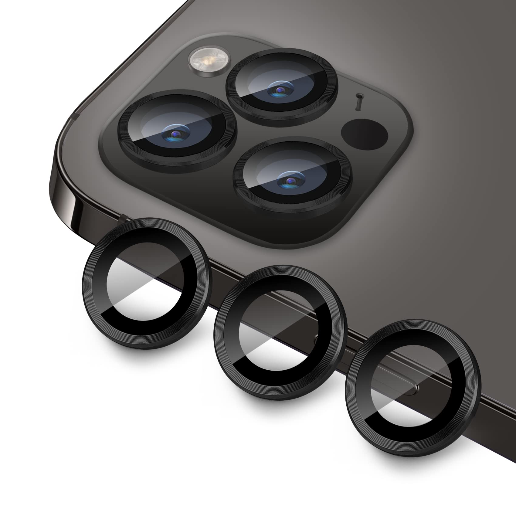 Hsefo Compatible With Iphone 13 Pro For 13 Pro Max Camera Lens Protector, Anti Scratch Lens Cover 9H Tempered Glass Metal Camera