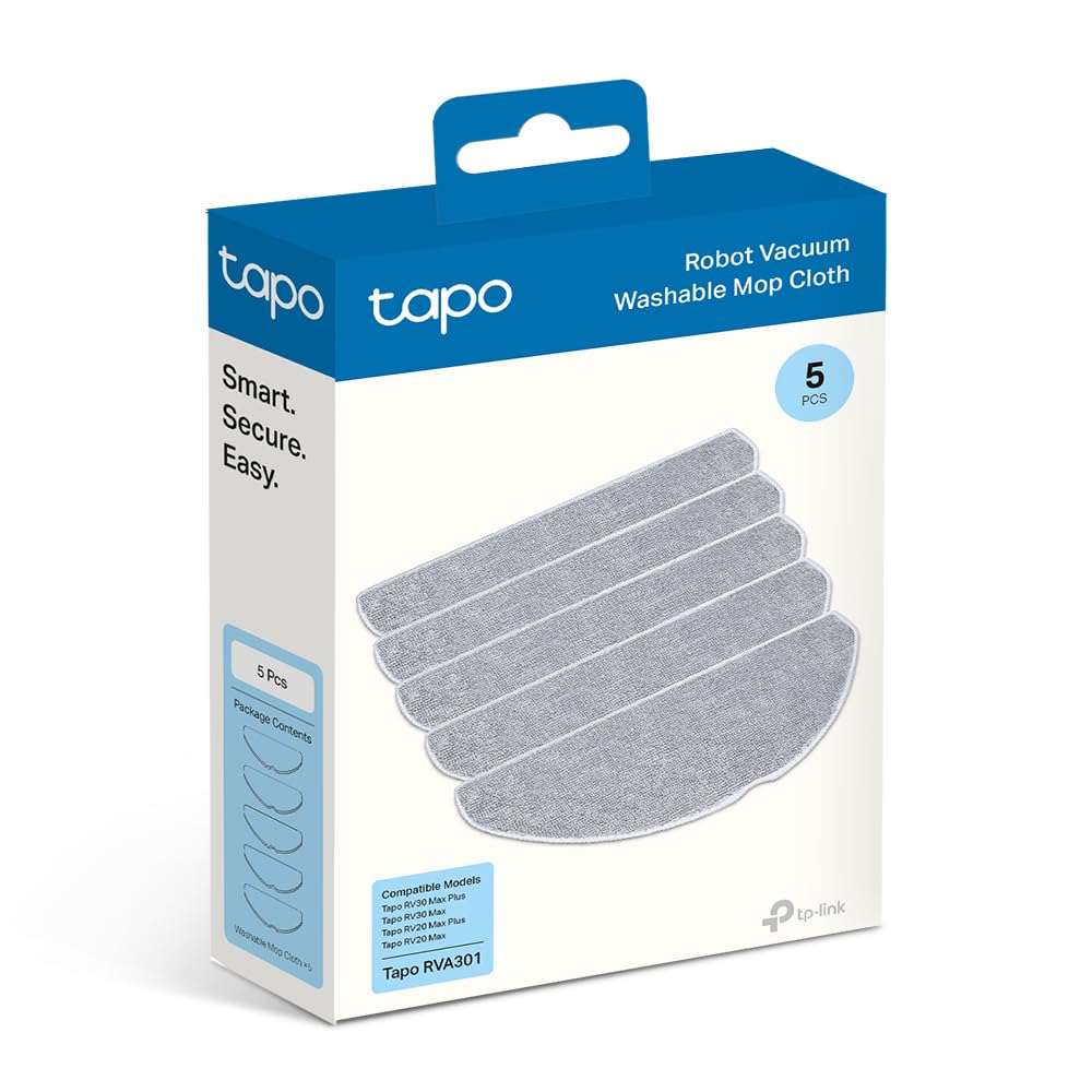 Tapo Washable Mop Cloth Replacement, Comes With Easy To Replace 5X Washable Mop Cloths, Compatible With Tapo Rv30 Max Plus, Tapo