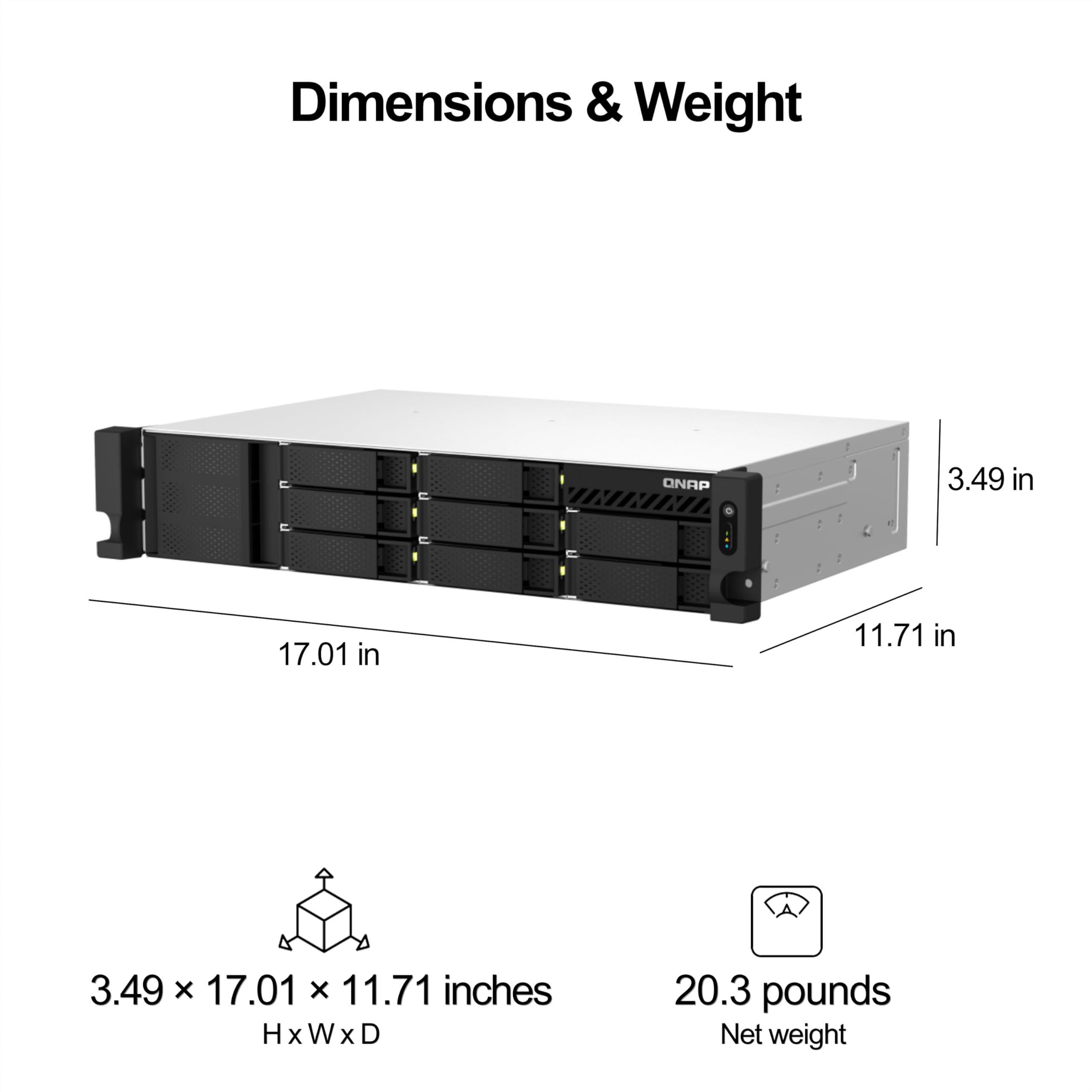 Qnap Ts 864Eu Rp 8G Us 8 Bay High Speed Short Depth Rackmount Rackmount Nas With Dual 2.5Gbe, Intel Celeron Cpu, 8Gb Ddr4 Memory