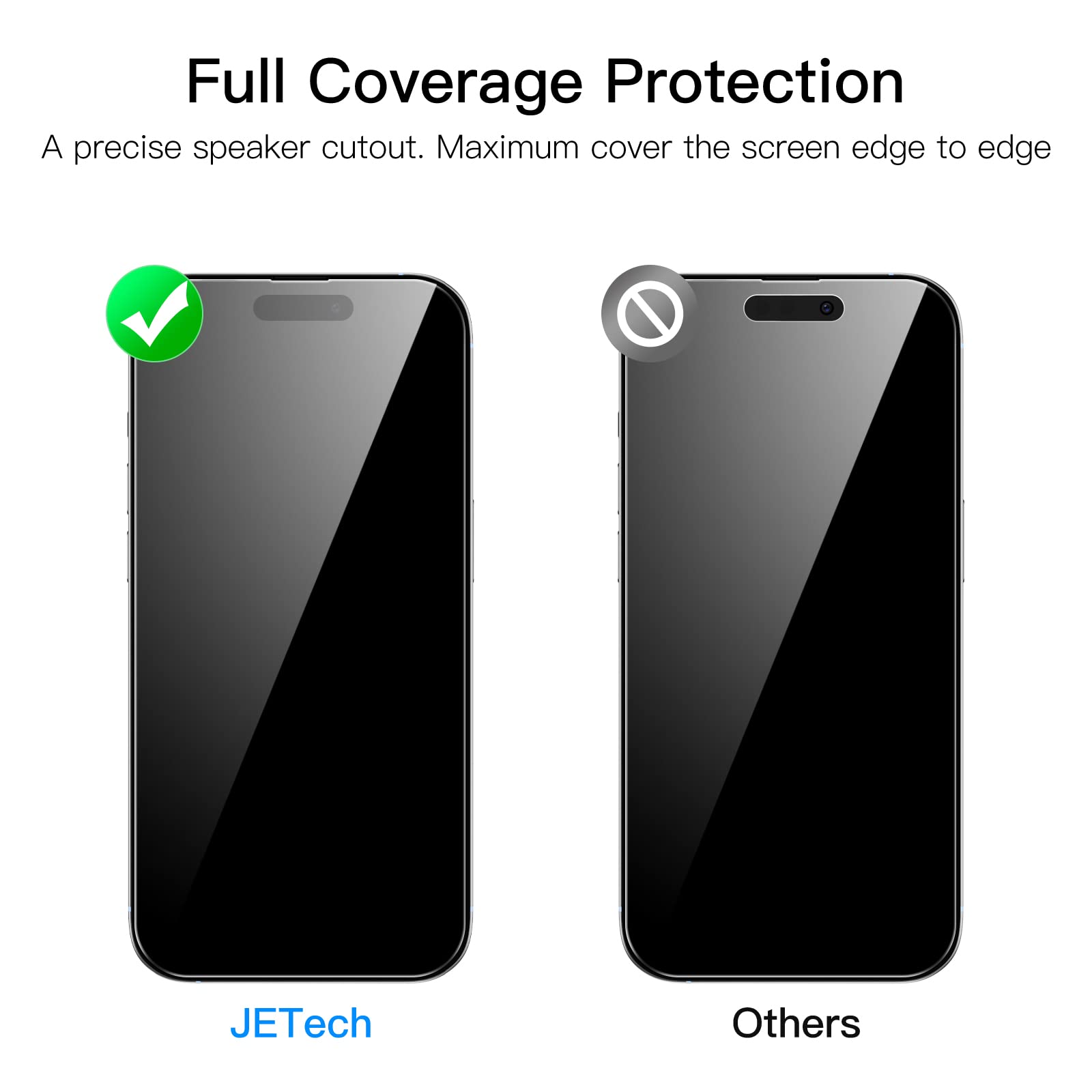 Jetech Full Coverage Screen Protector For Iphone 14 Pro Max 6.7 Inch, 9H Tempered Glass Film Case Friendly, Hd Clear, 3 Pack